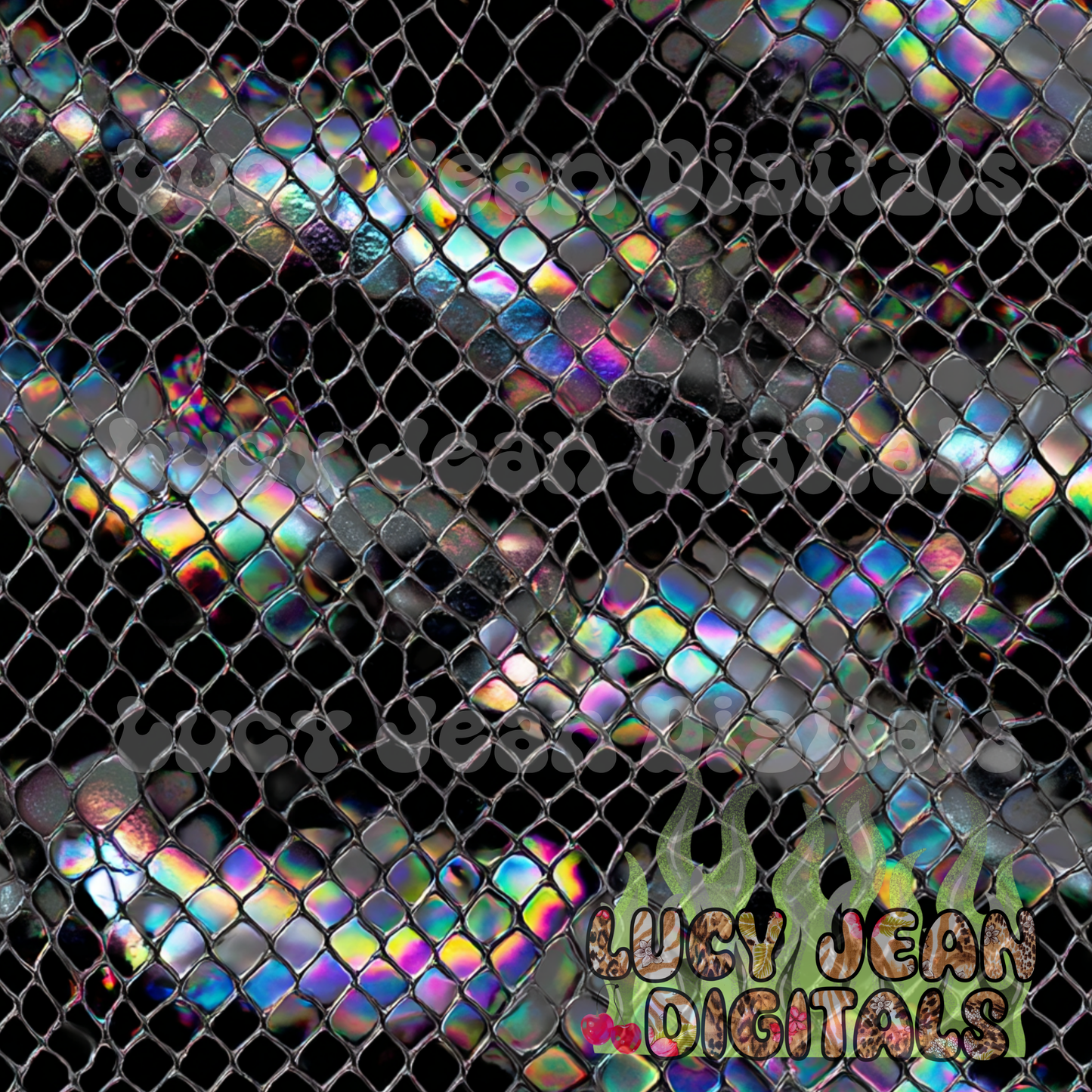Black holographic Snake Skin Seamless File
