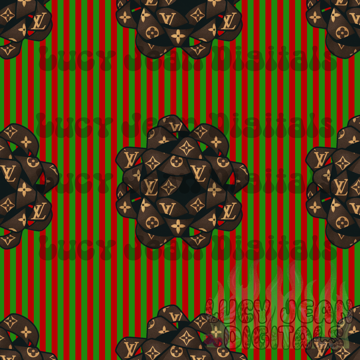 Boujee Bows Christmas Stripes traditional Seamless File