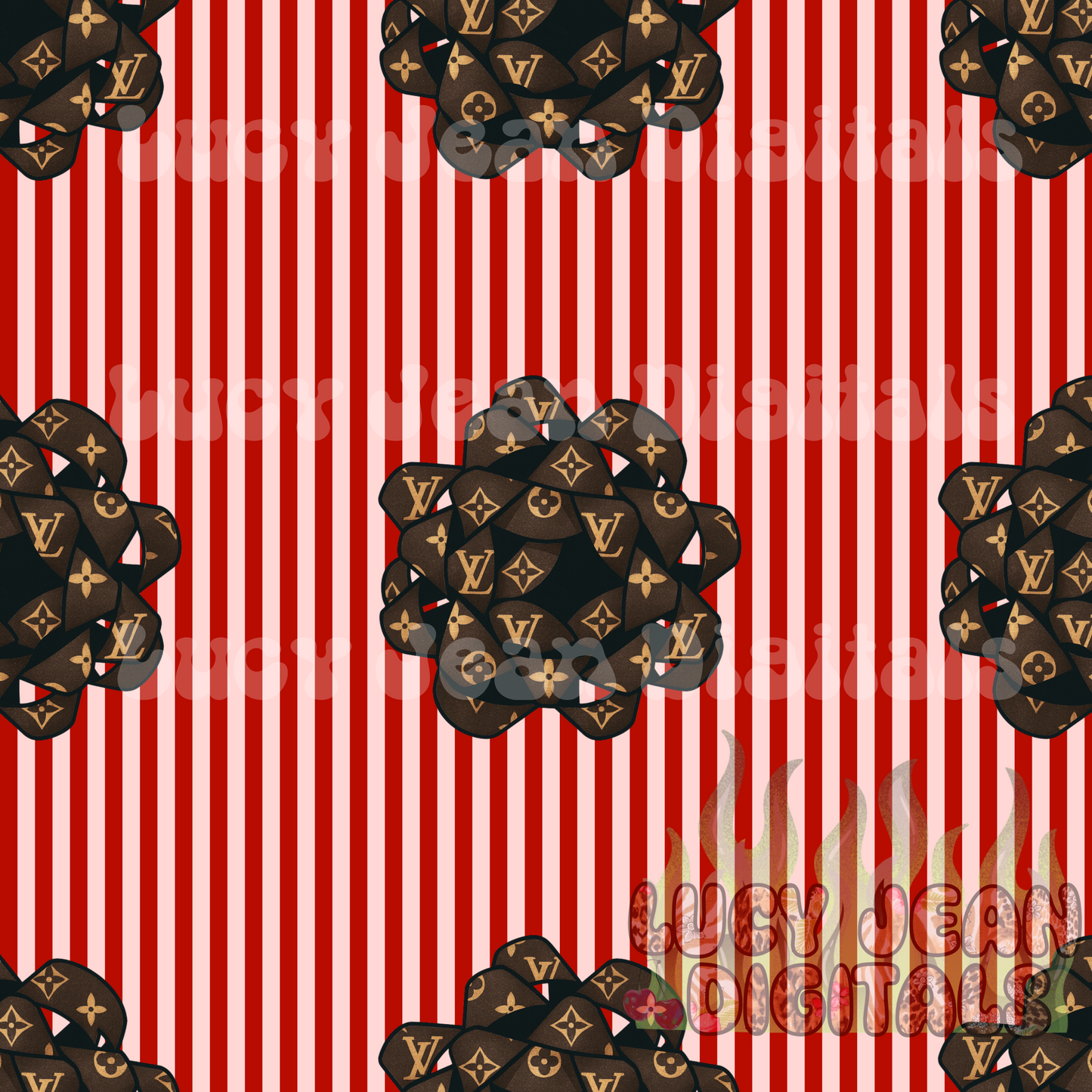 Boujee Bows Christmas Stripes red Seamless File