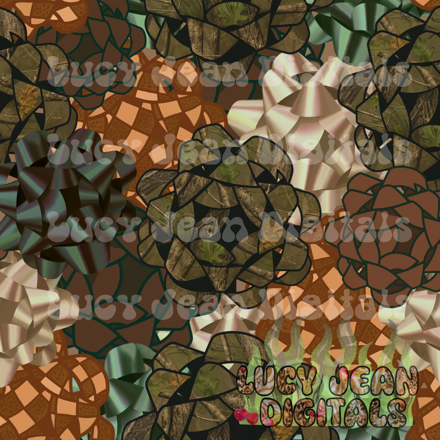 Camo Bows Christmas Seamless File