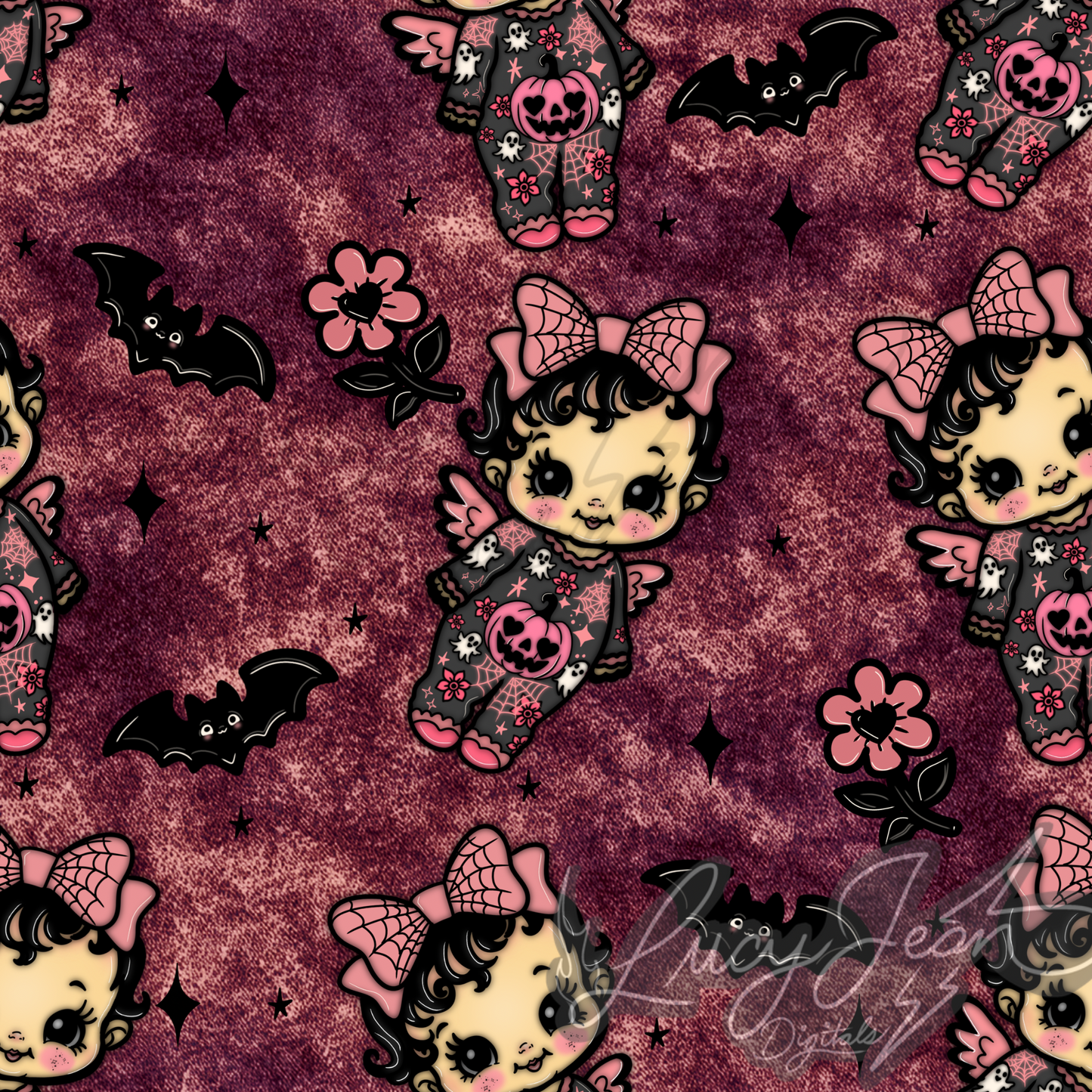 LIMITED Halloween Kewpie Ghost Denim seamless file