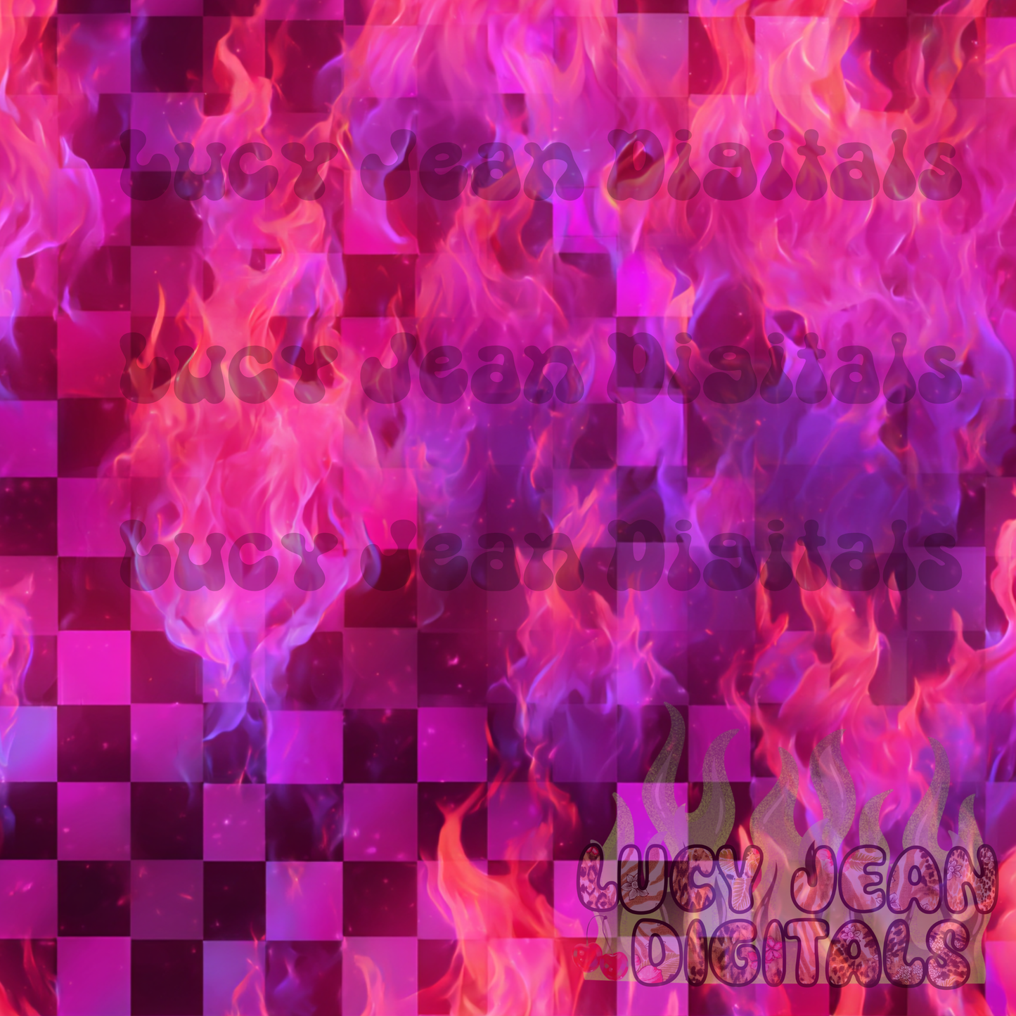Pink purple checkered flames Seamless File- 2026