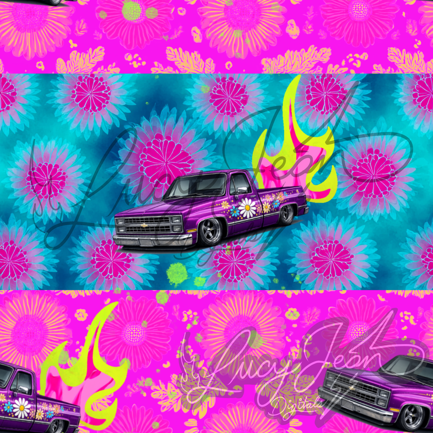 Neon C Truck in purple blue Seamless File- 2026
