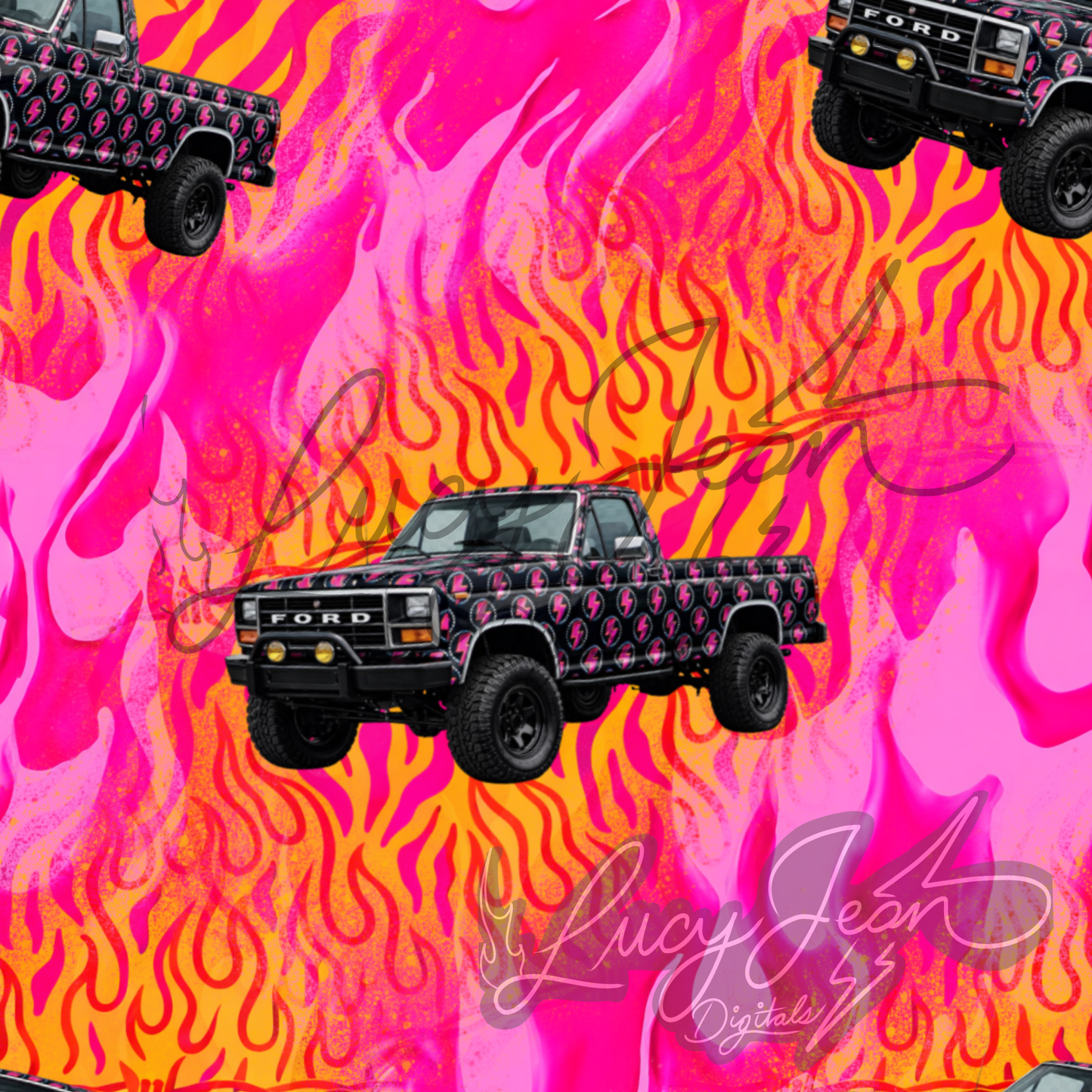 Neon F Truck in pink Seamless File- 2026