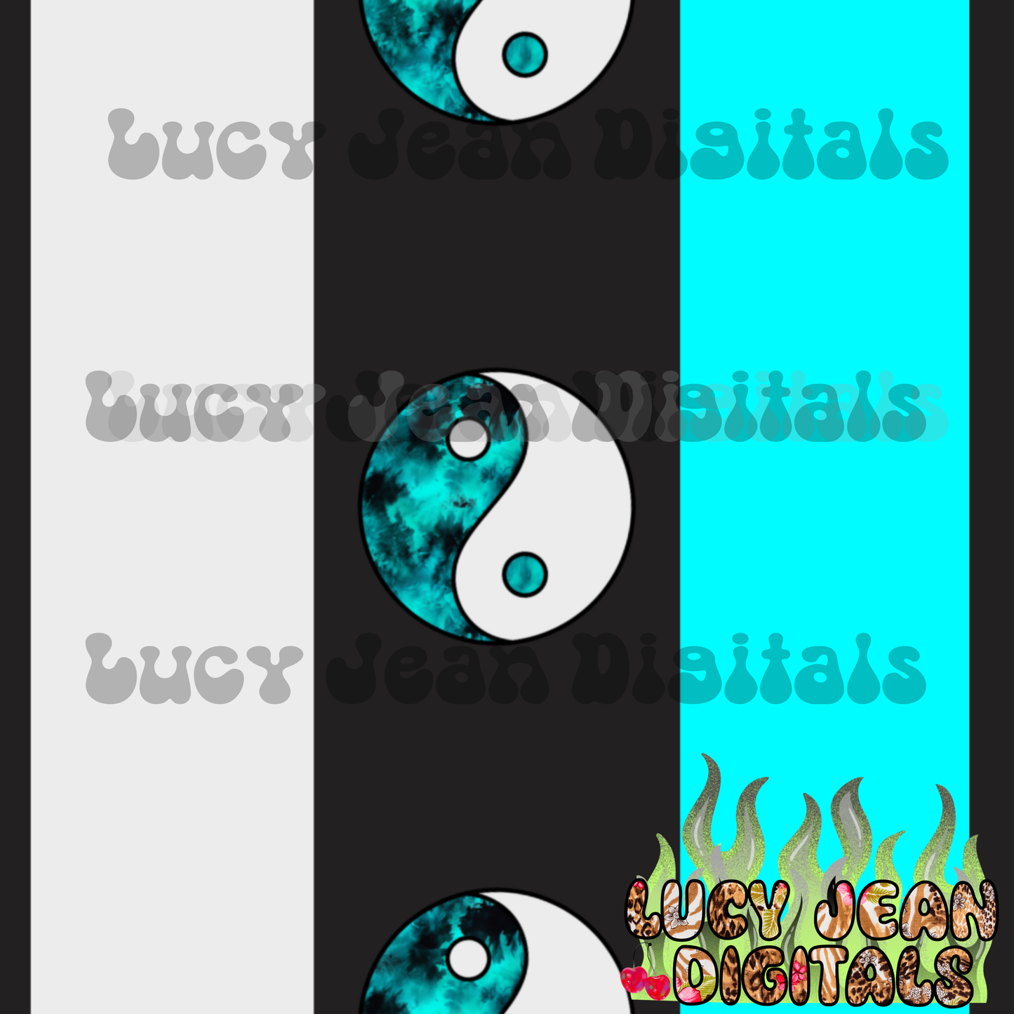 Tie dye yin yang blue Seamless File