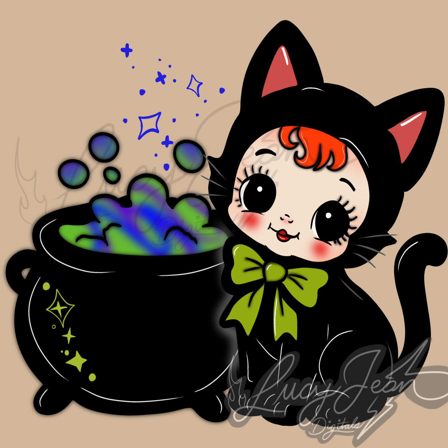 Halloween cat Kewpie PNG -2026