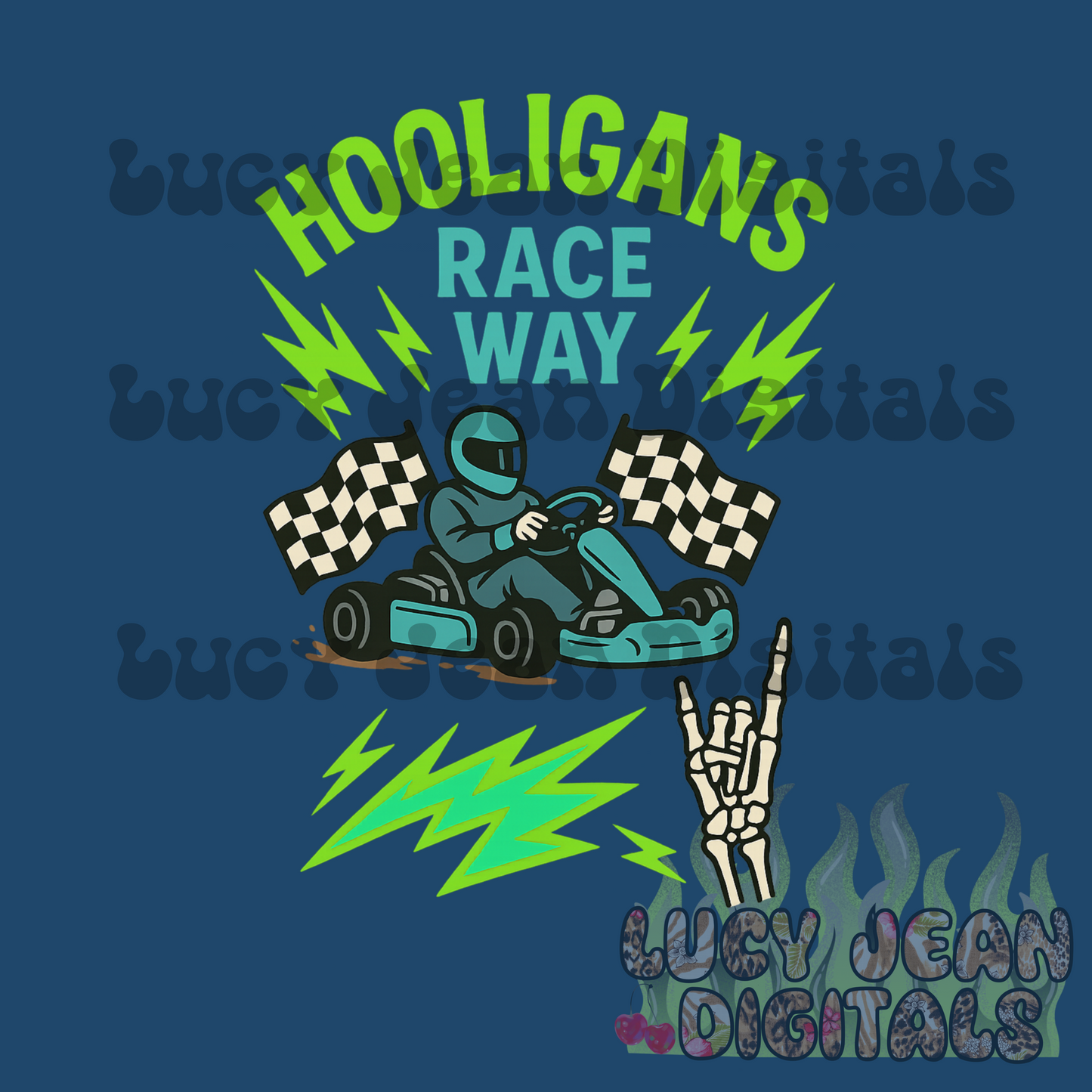 Hooligans Raceway green go kart PNG