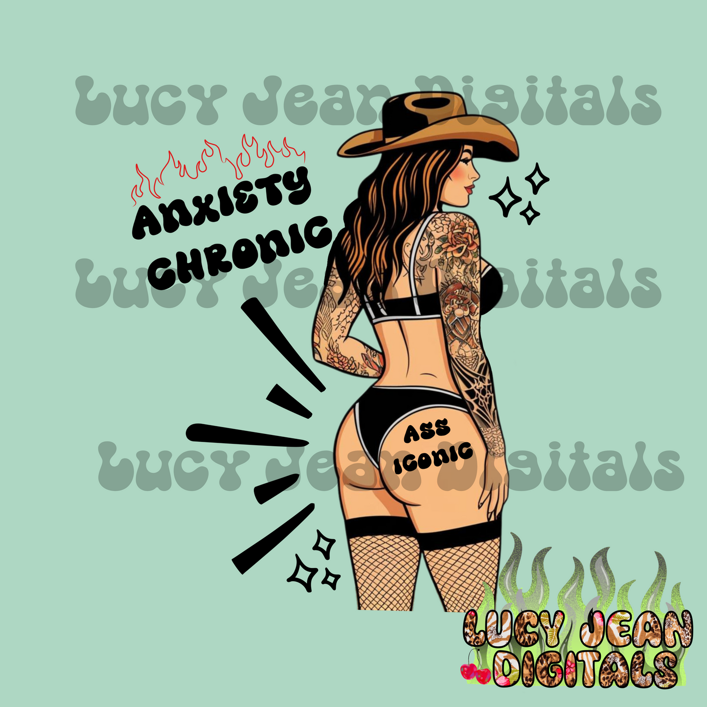 Anxiety Cowgirl PNG (2 colorways)