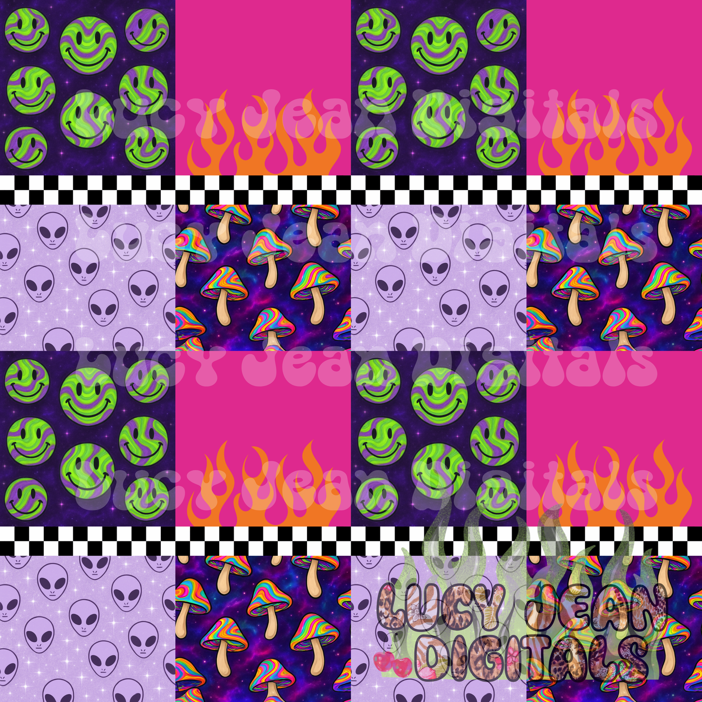 Y2K trippy space alien seamless file