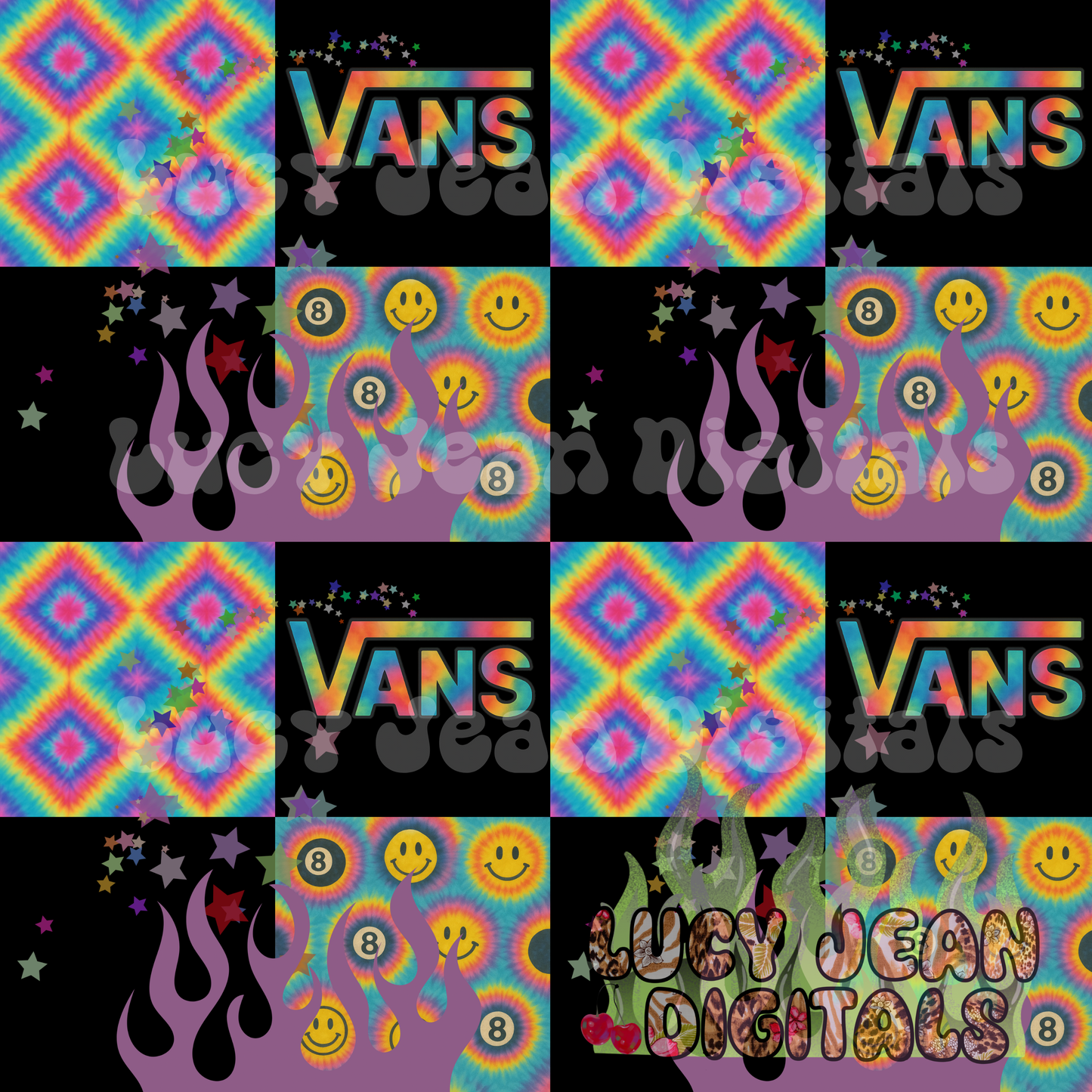 Tie Dye Y2K checkered sneakers seamless file
