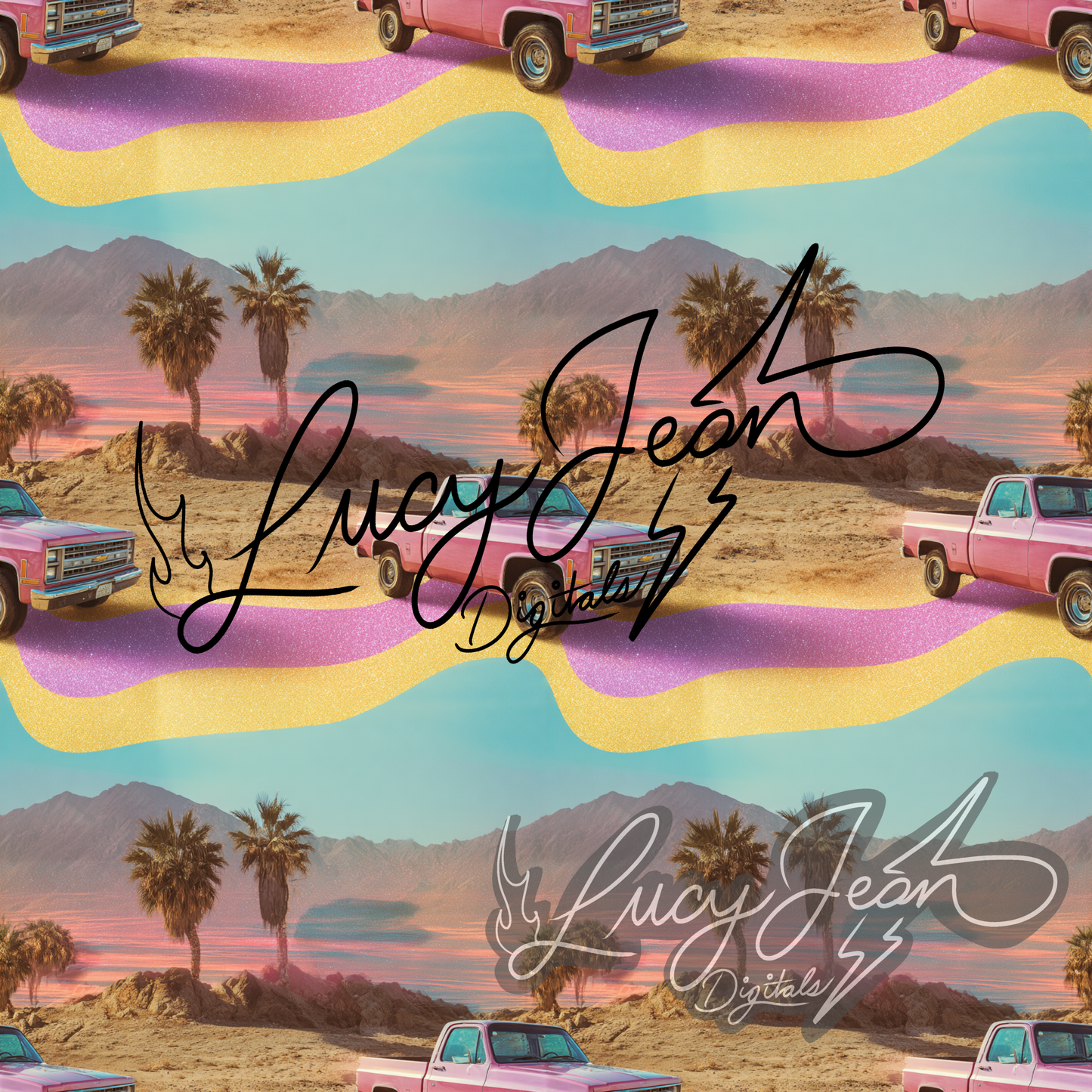 Pink truck desert Seamless File- 2026