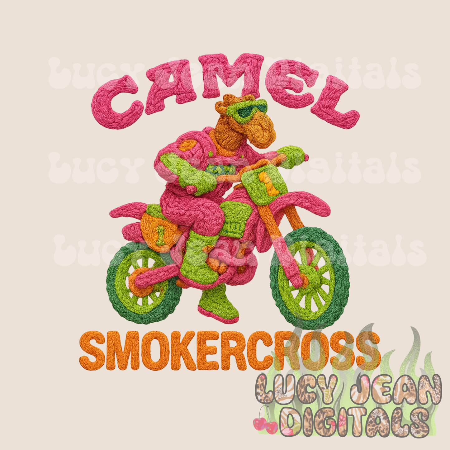 Camel dirtbike crochet PNG