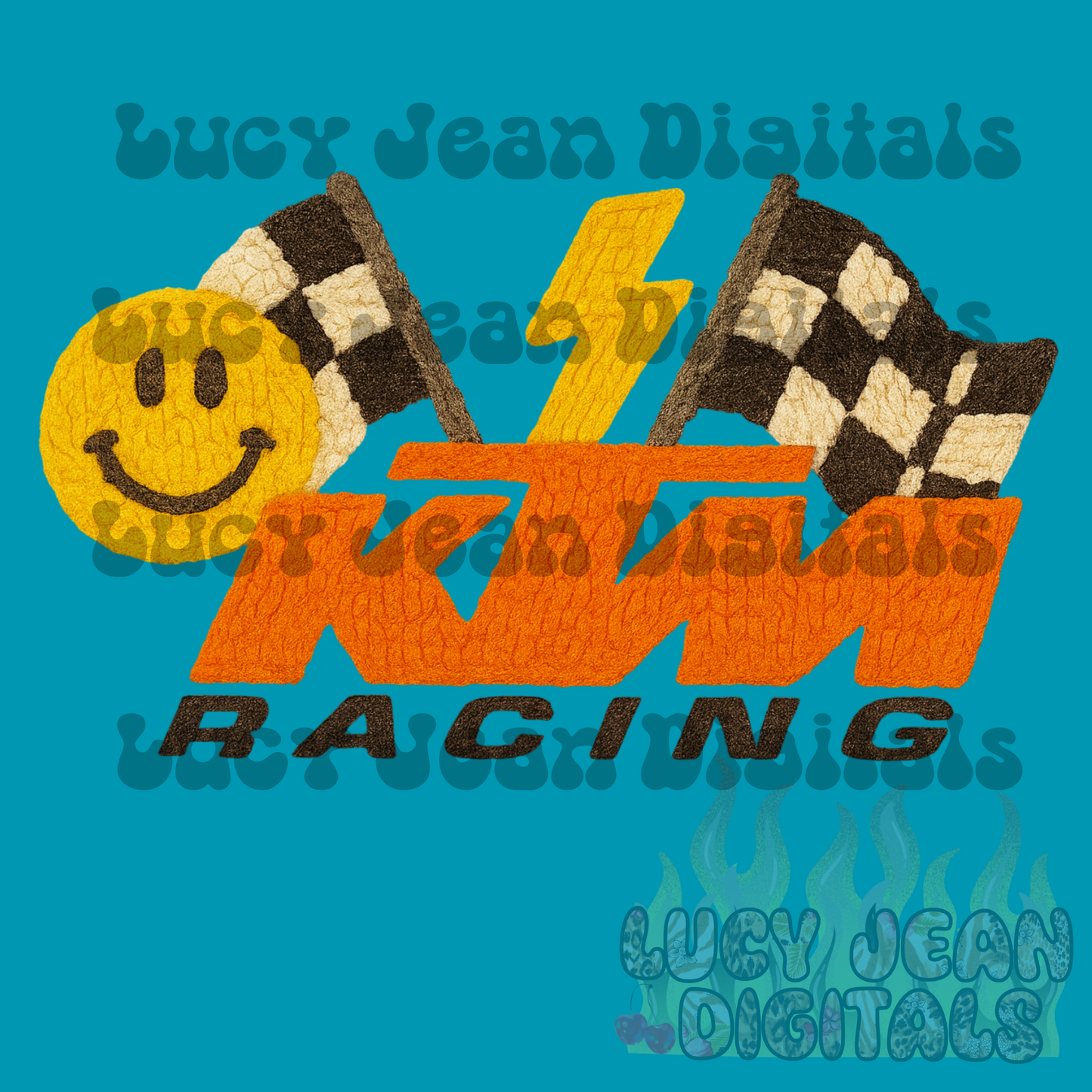 Orange dirtbike crochet PNG