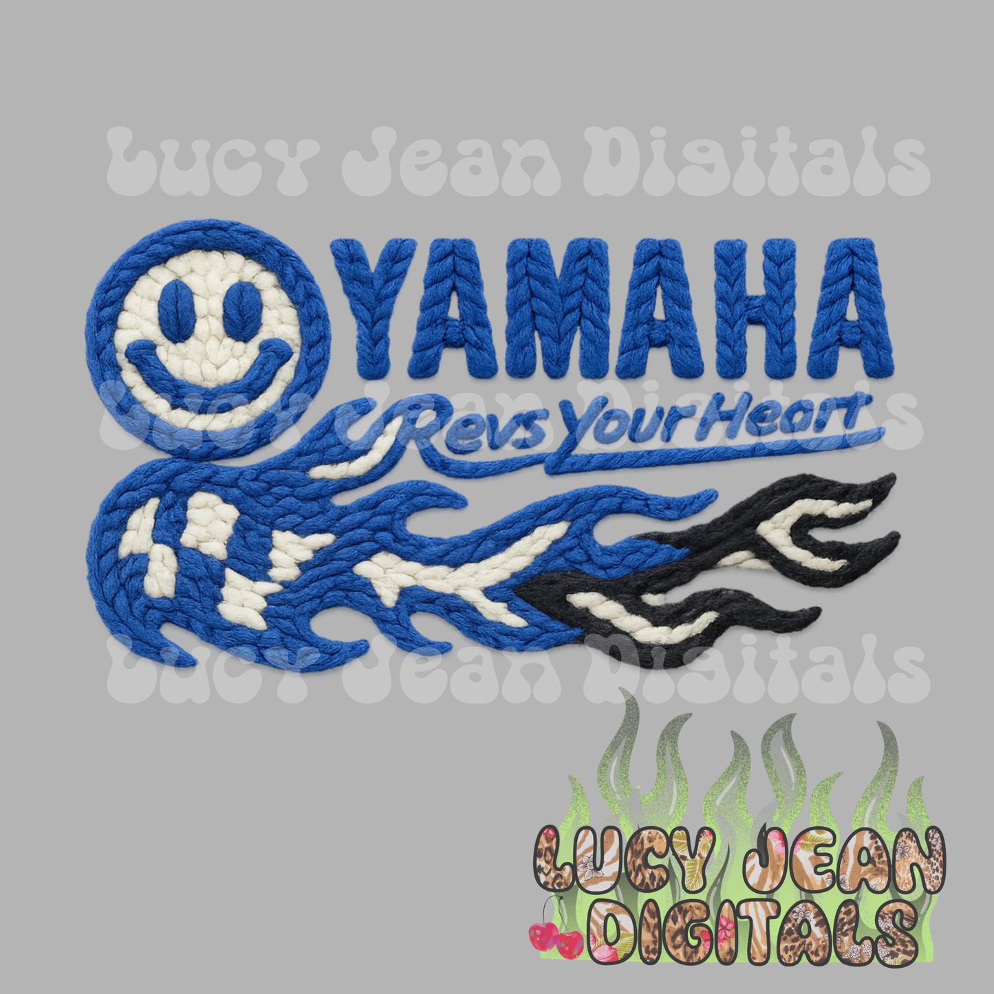 Blue dirtbike crochet PNG