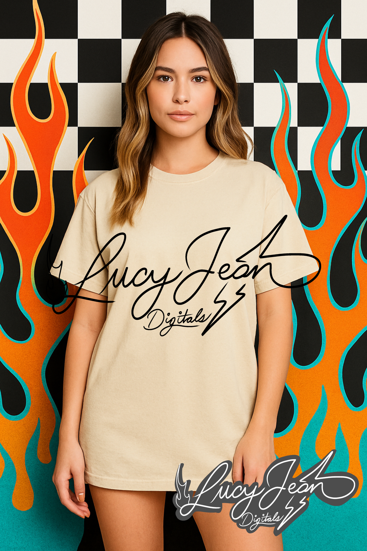 Sand t-shirt flame background Mock up