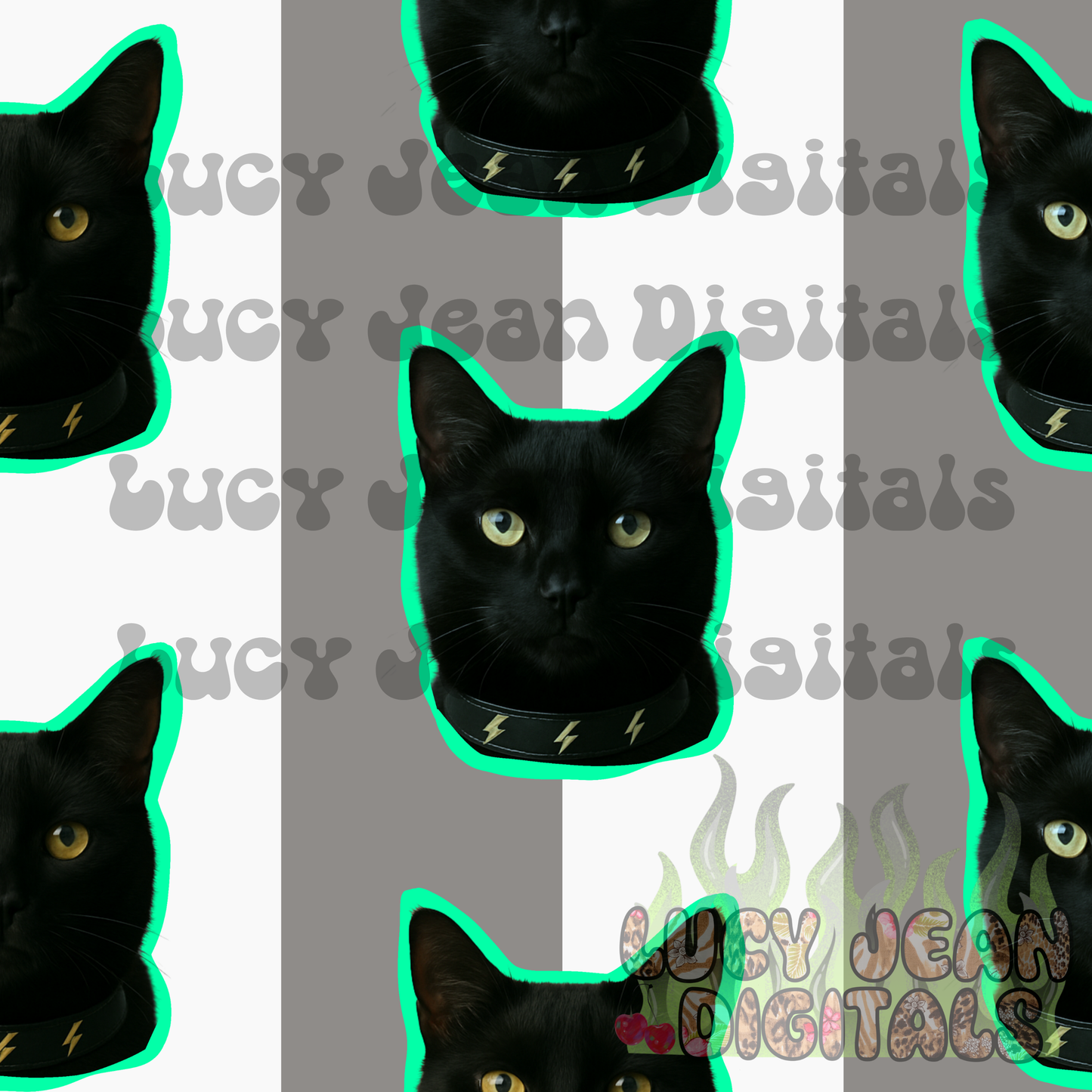 Black Cat stripe Seamless File