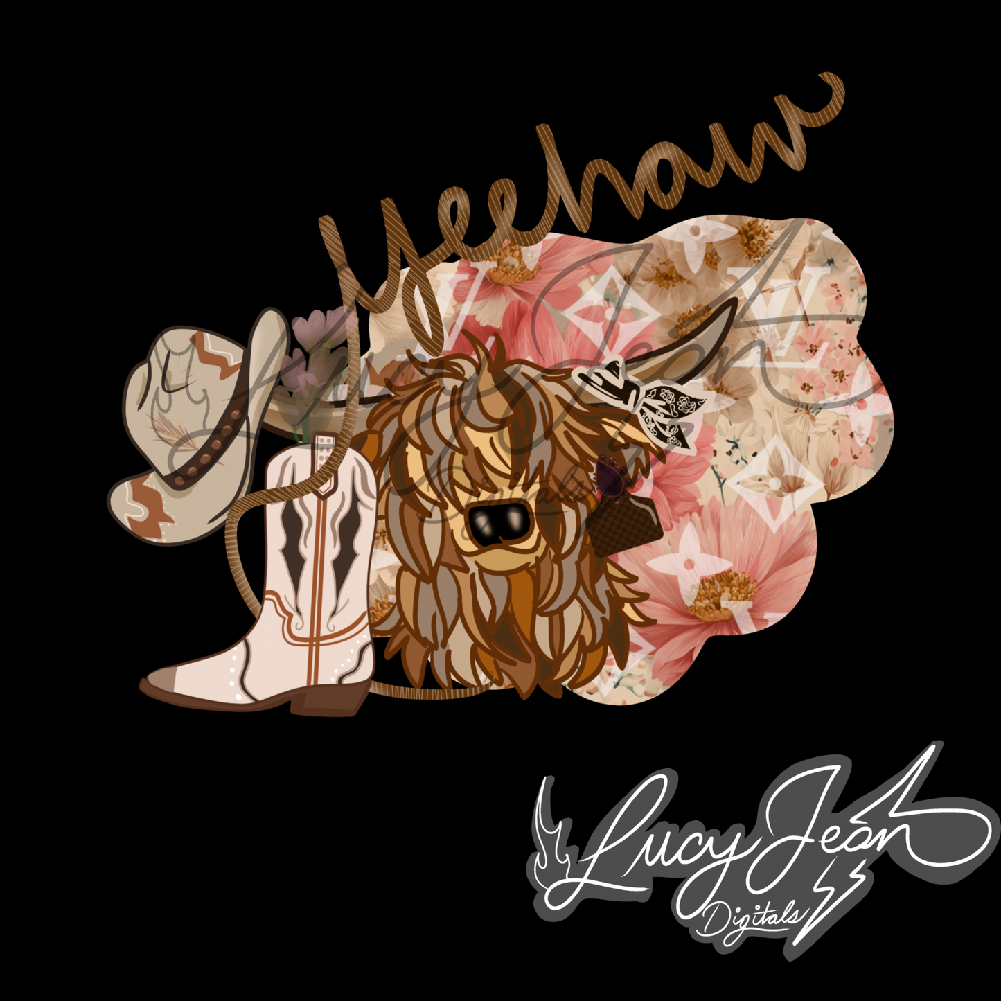 Boujee Highlander cow PNG- 2026