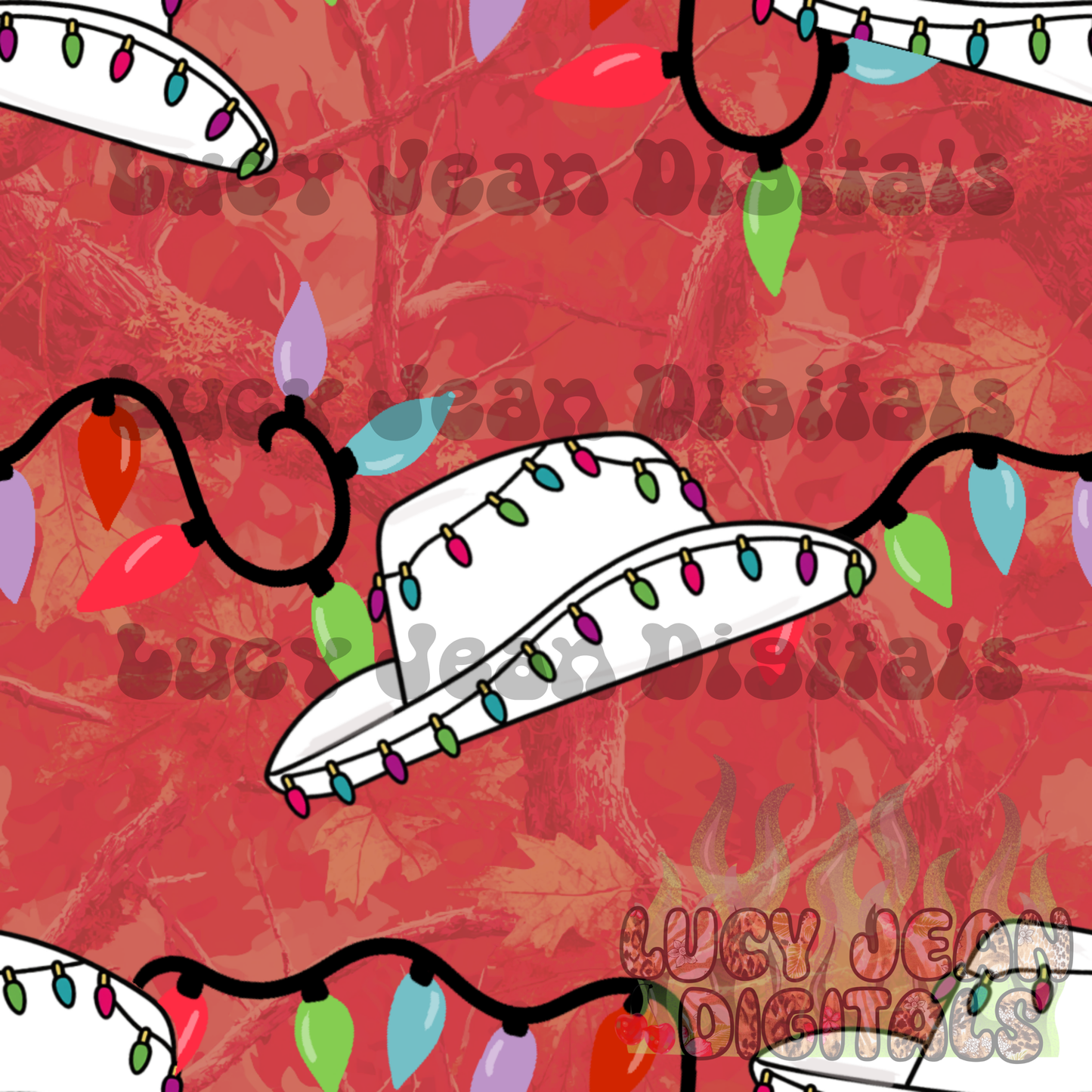 Cowgirl Hat Christmas Camo Seamless File