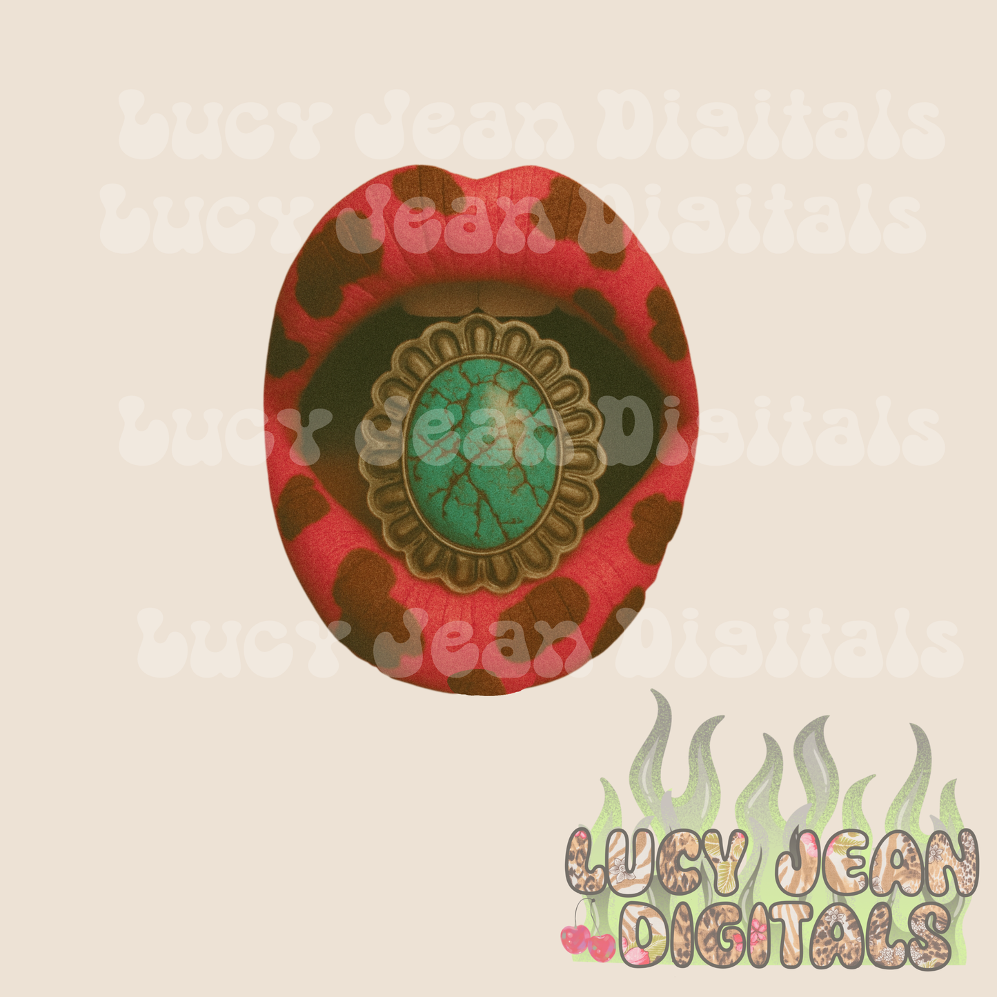 Pink cowhide western concho Lips PNG