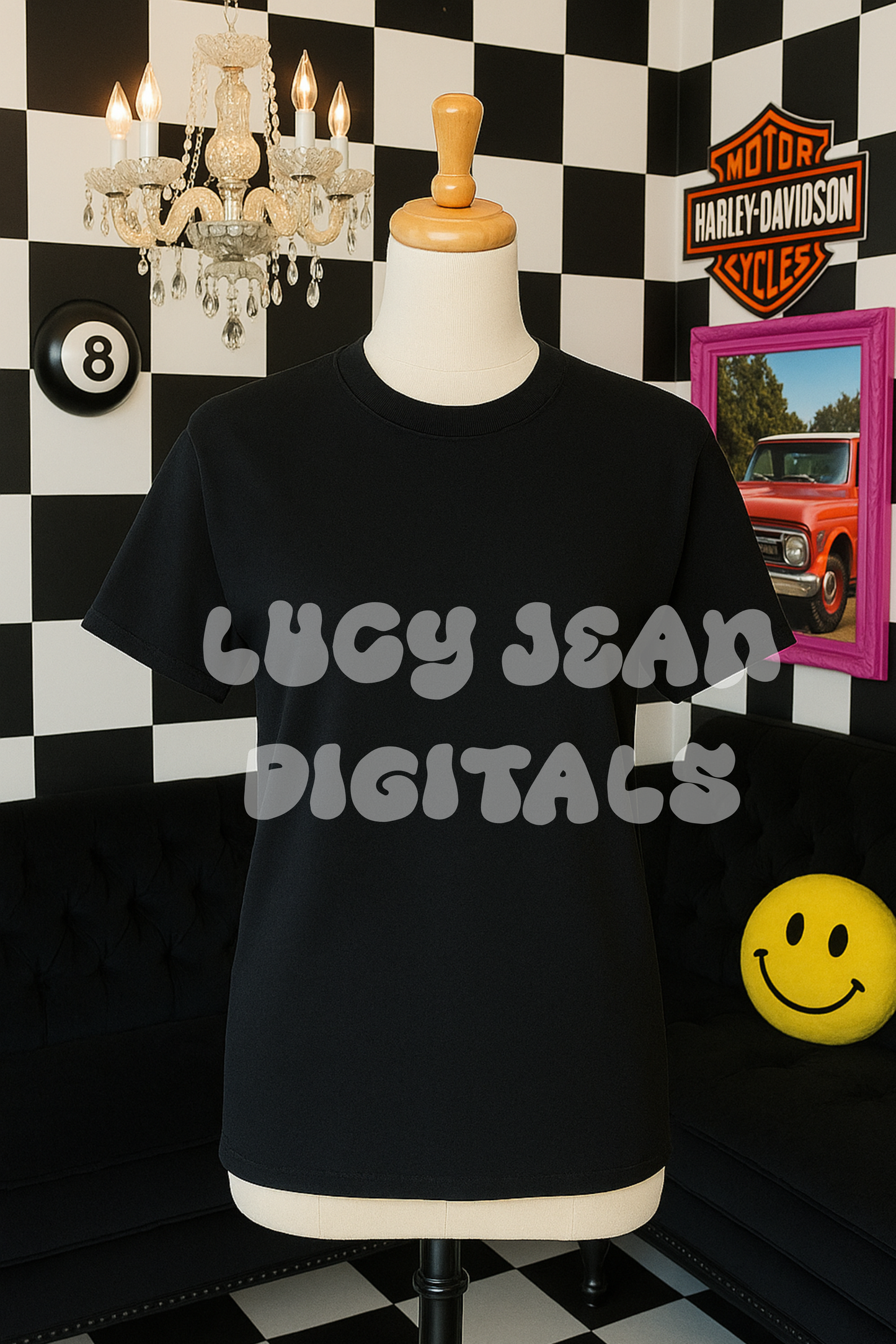 Black tshirt checkered mannequin Mockup