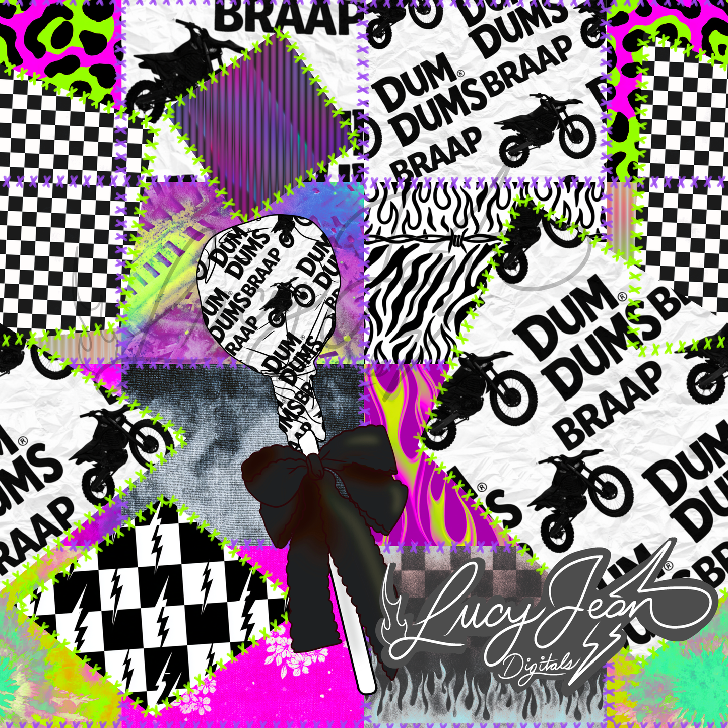 Braap dirtbike Lollipop Quilt Seamless File- 2026