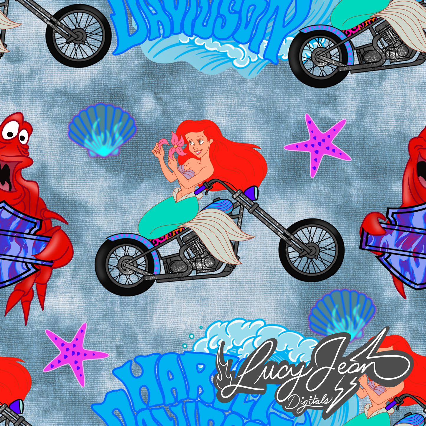HD motorcycle x mermaid Seamless File- 2026