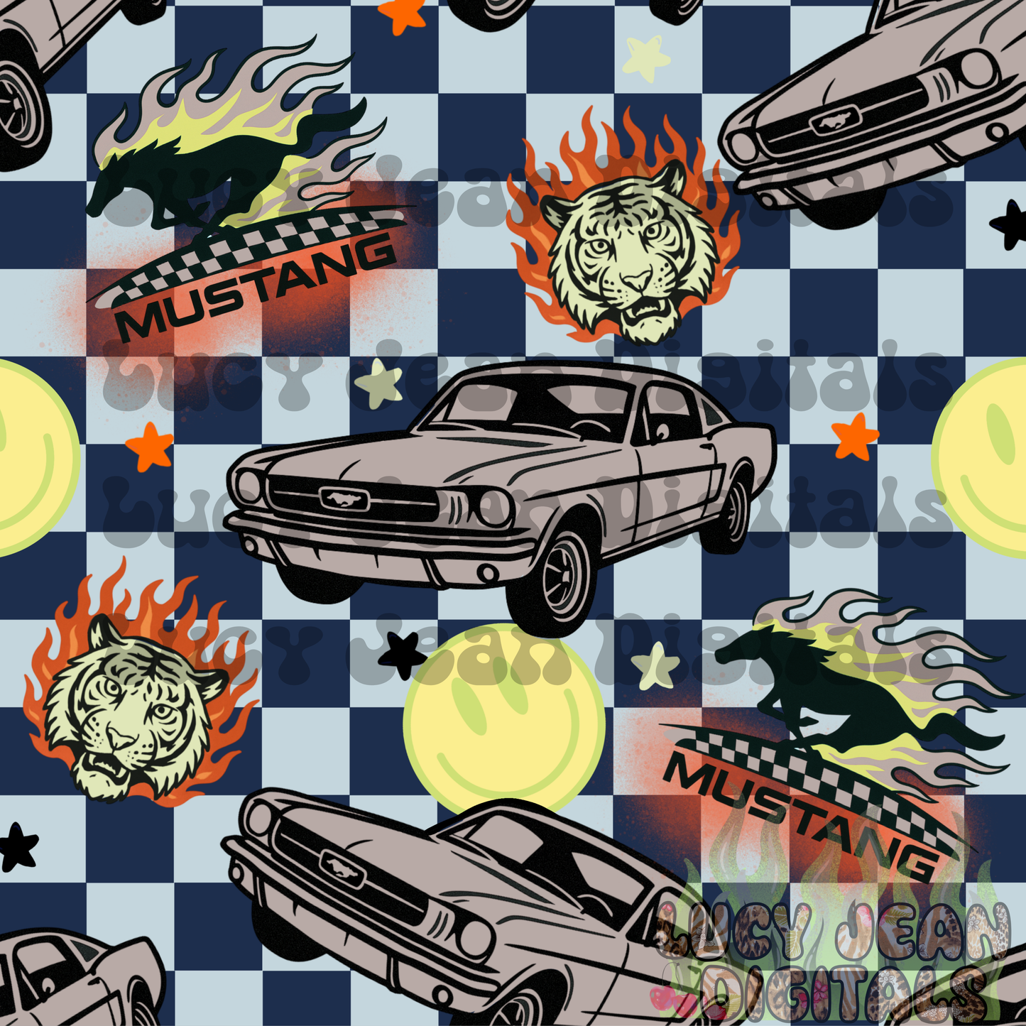 Retro Checkered Car Seamless File