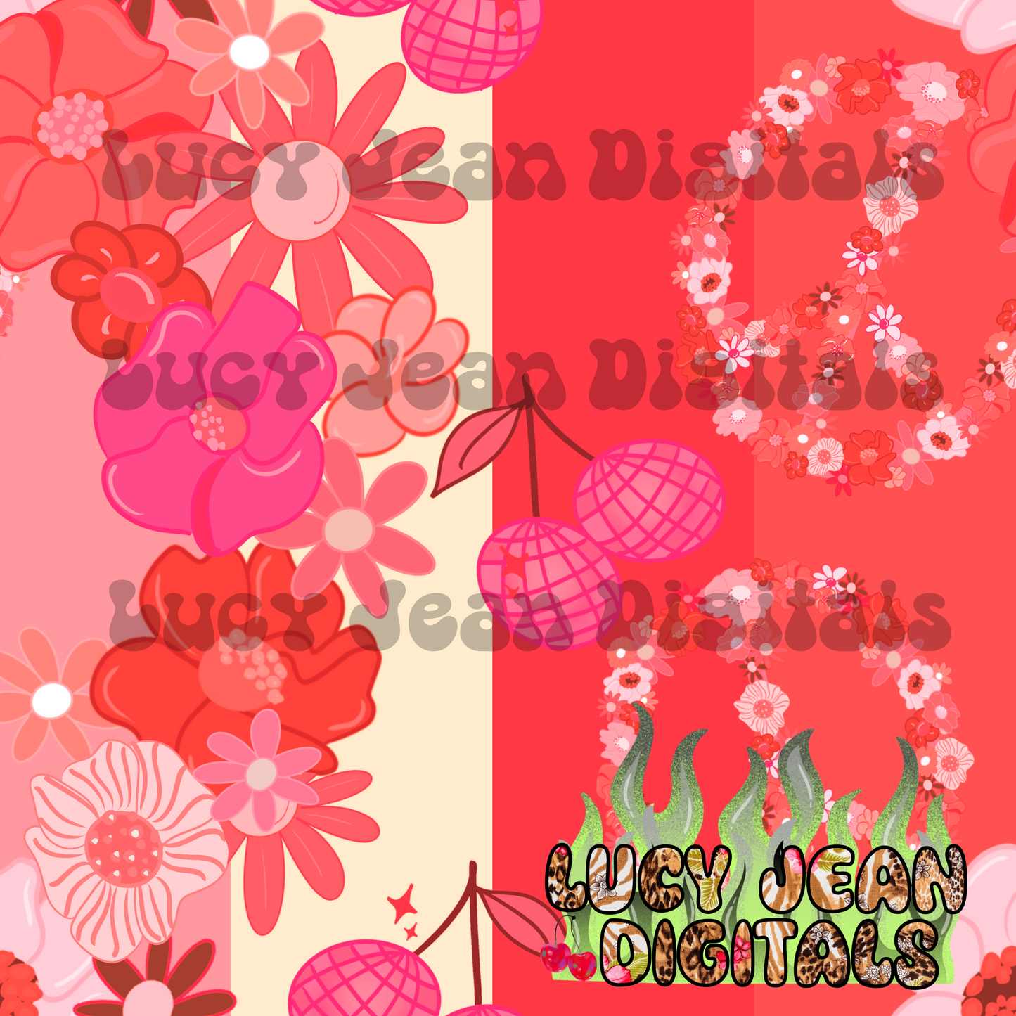 Peach stripe peace sign Seamless File