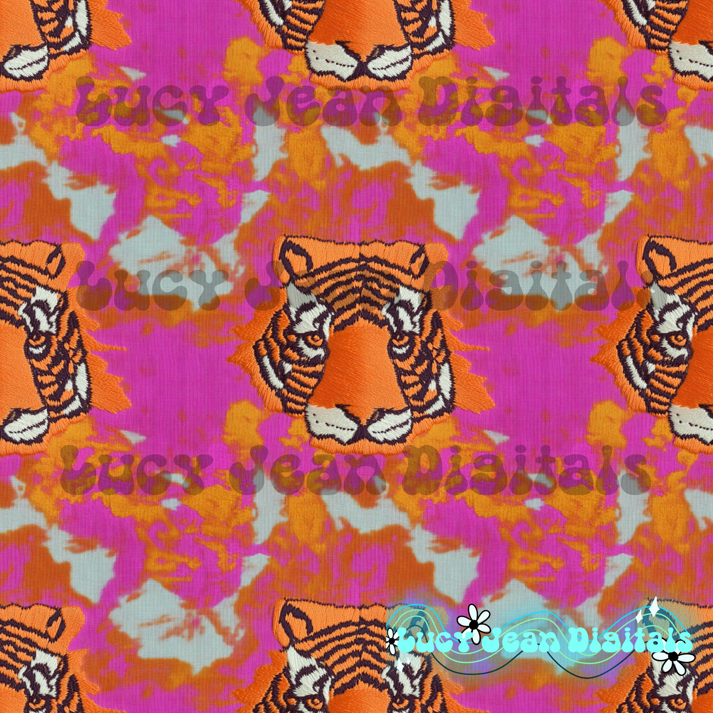 Retro Tie dye Tiger Seamless file