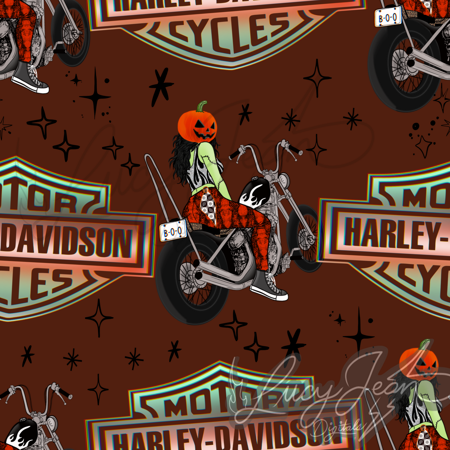 Pumpkin HD motorcycle babe seamless file-2026