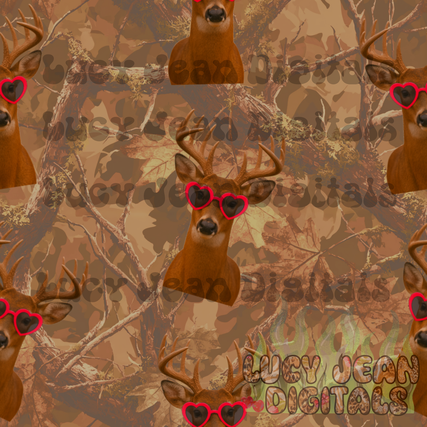 Brown Valentines camo deer Seamless File