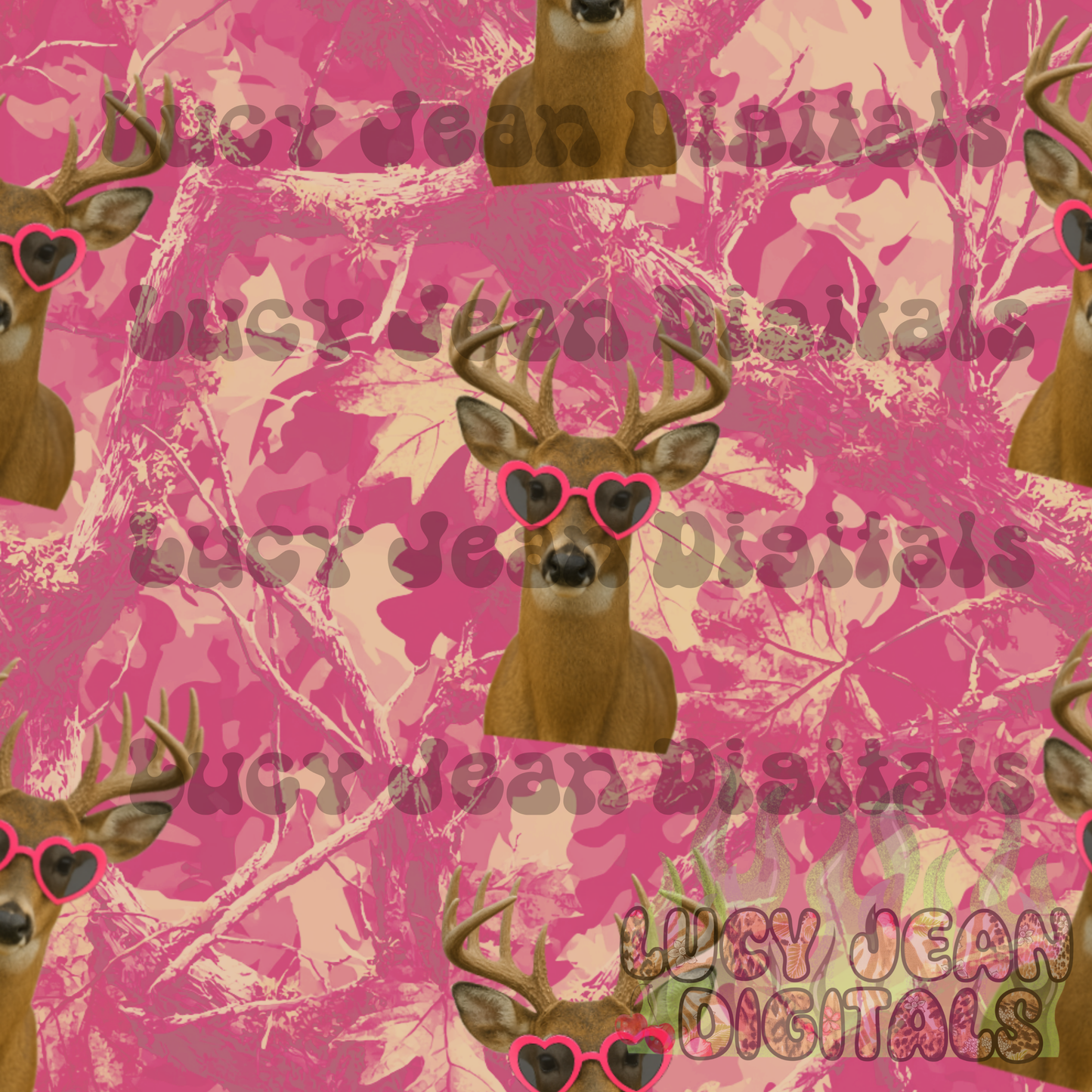 Pink valentine camo deer Seamless File