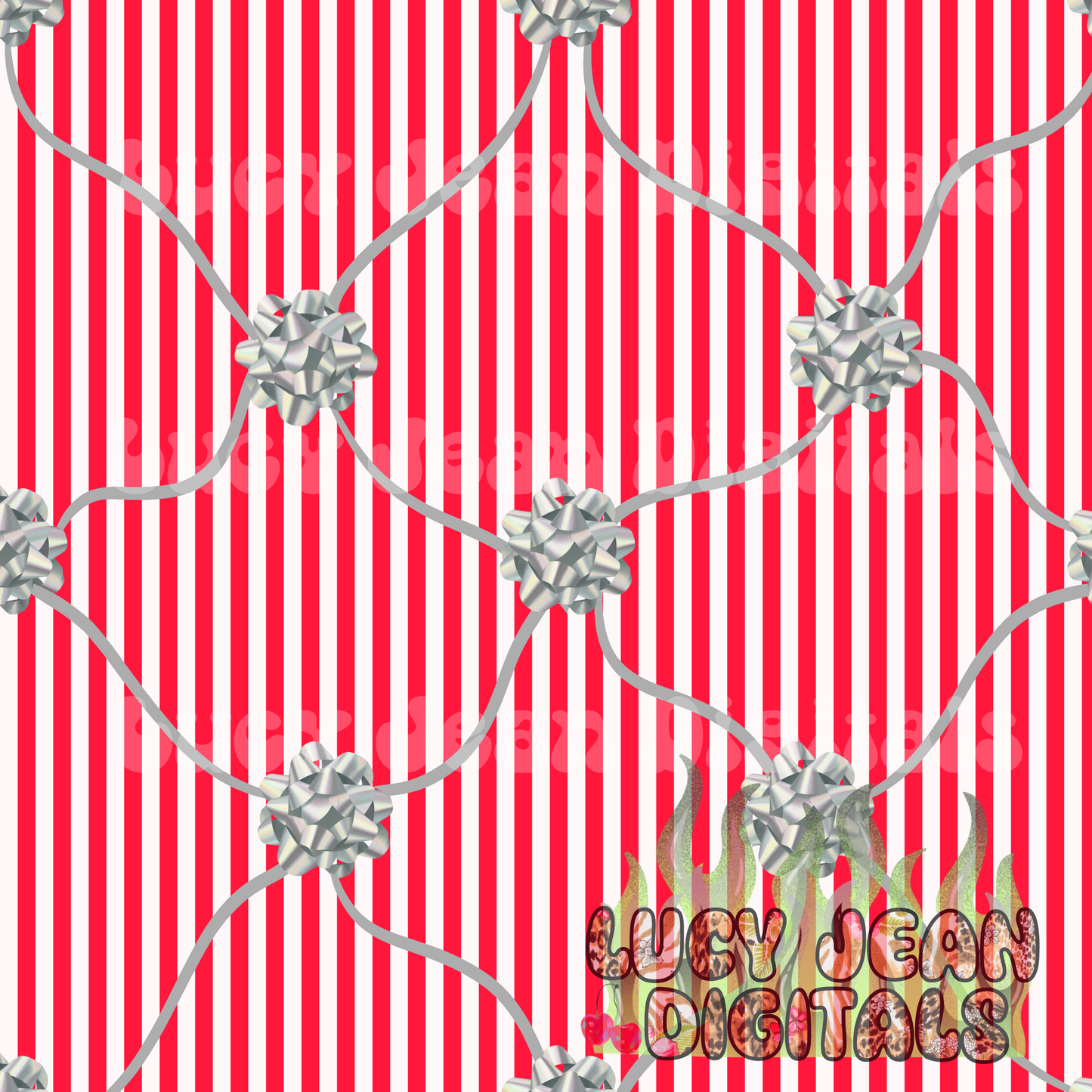 Christmas Bows Tied red white stripes seamless file