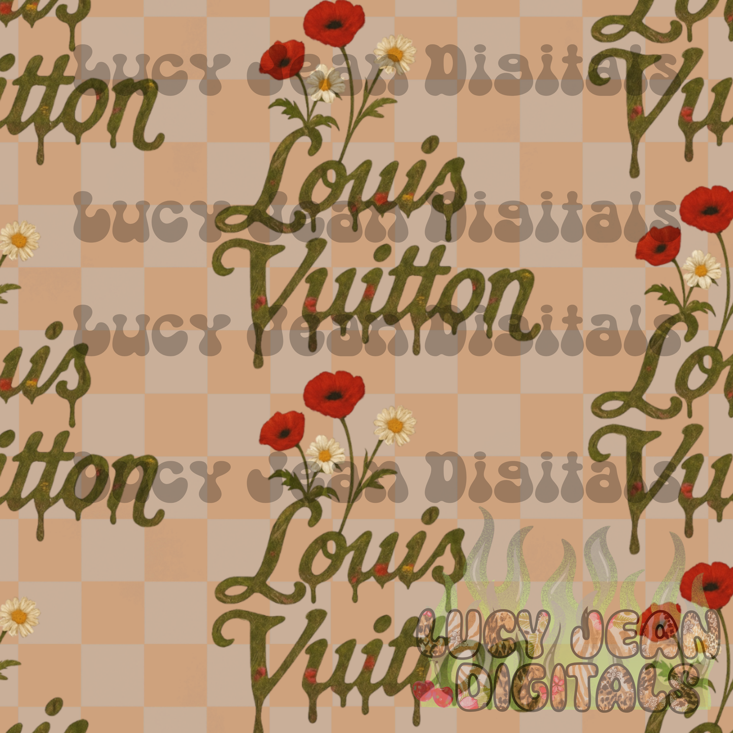 Boujee Checkered Camo Wildflowers Seamless File