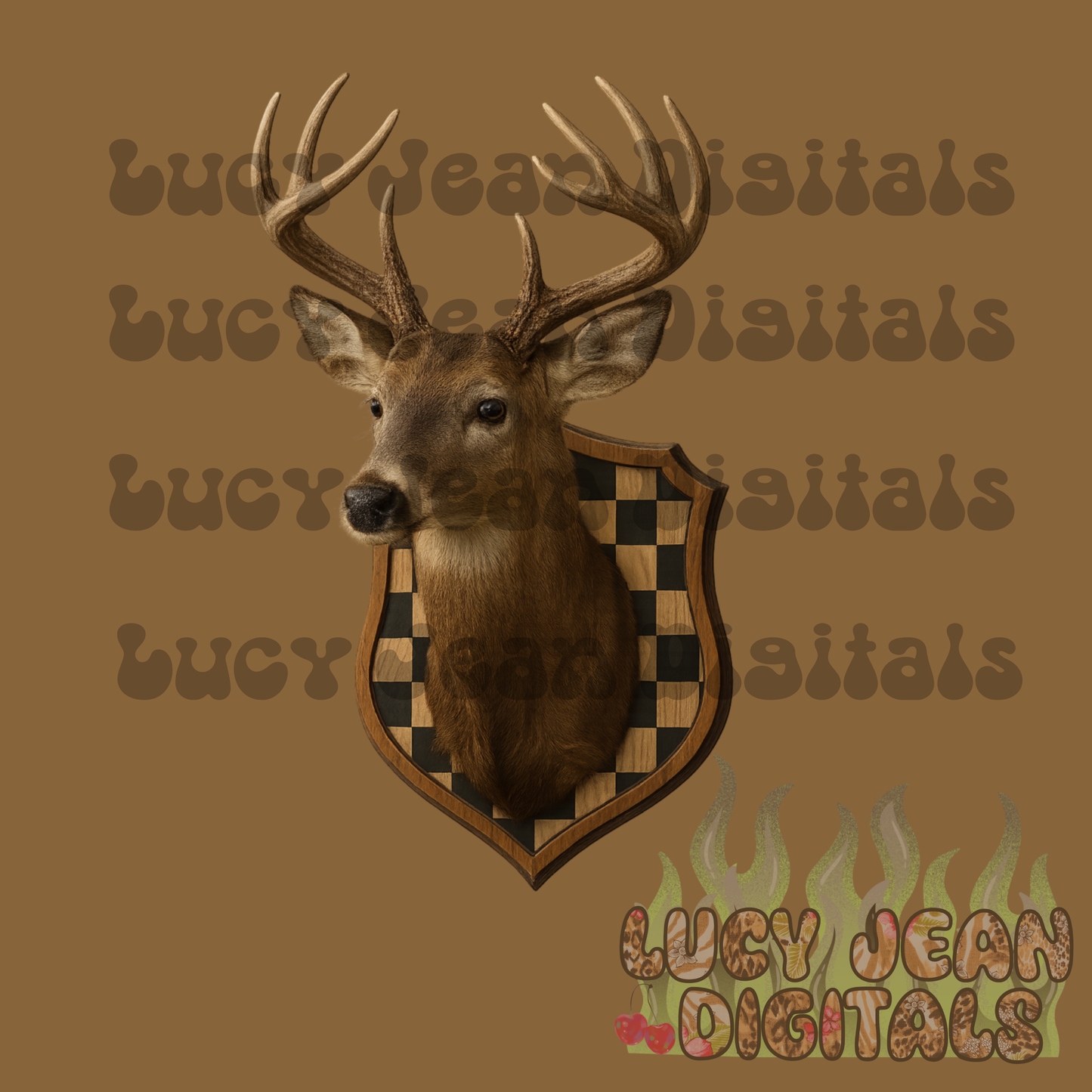 Checkered Deer Head Hunting PNG