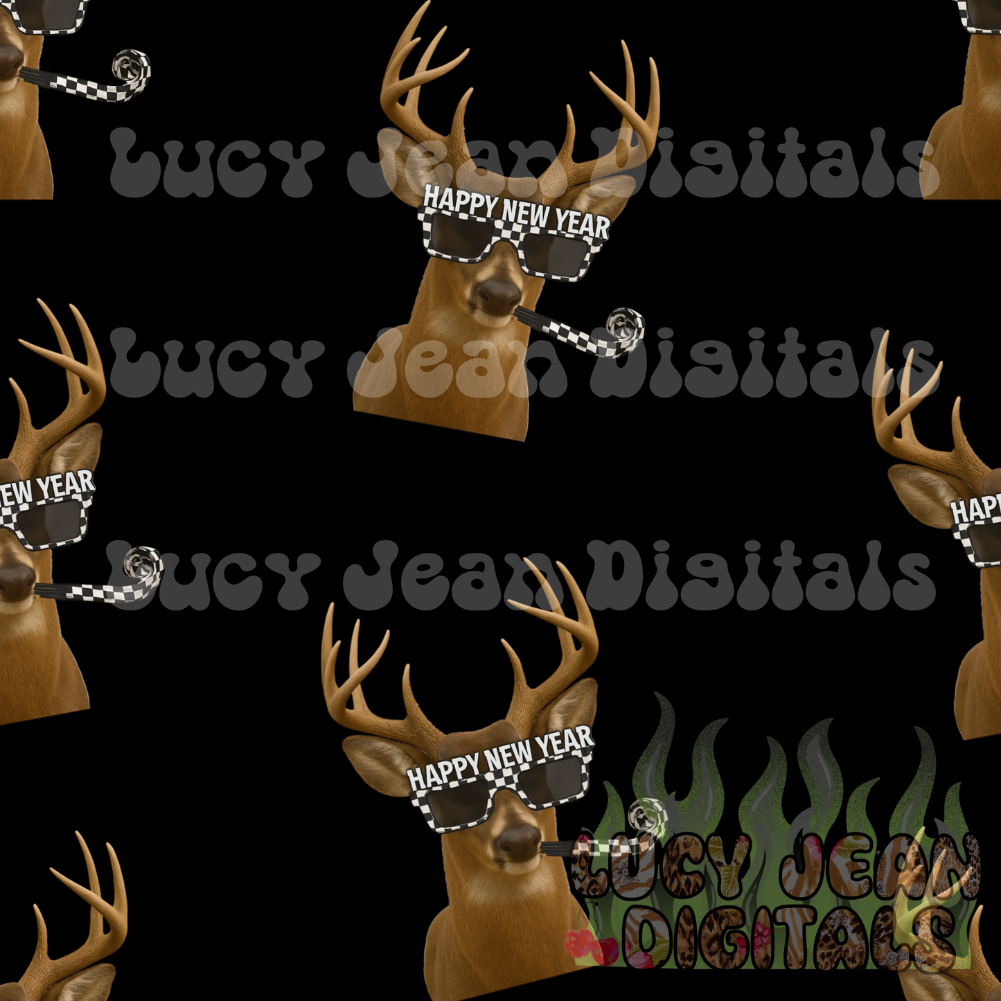 New Years Deer Seamless File