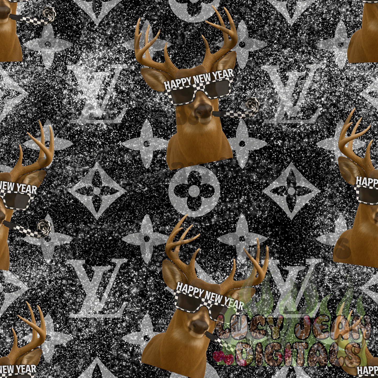 New Years boujee Deer Seamless File