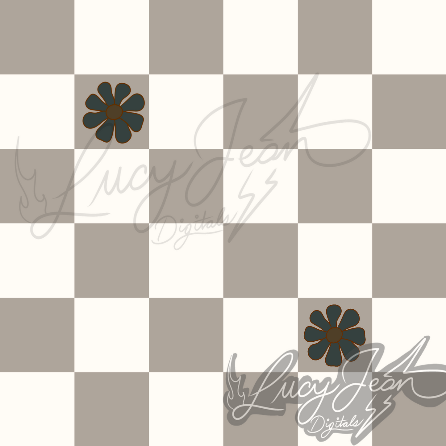 Simple grey flower checkered seamless file-2026