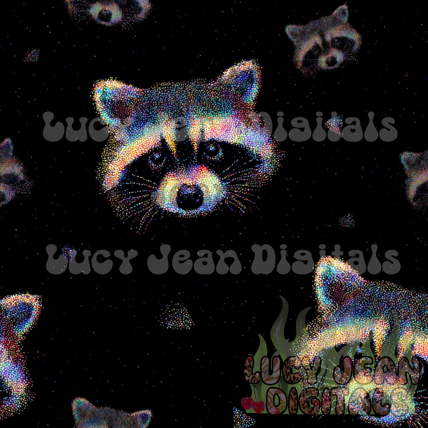 Glitter raccoon Seamless File