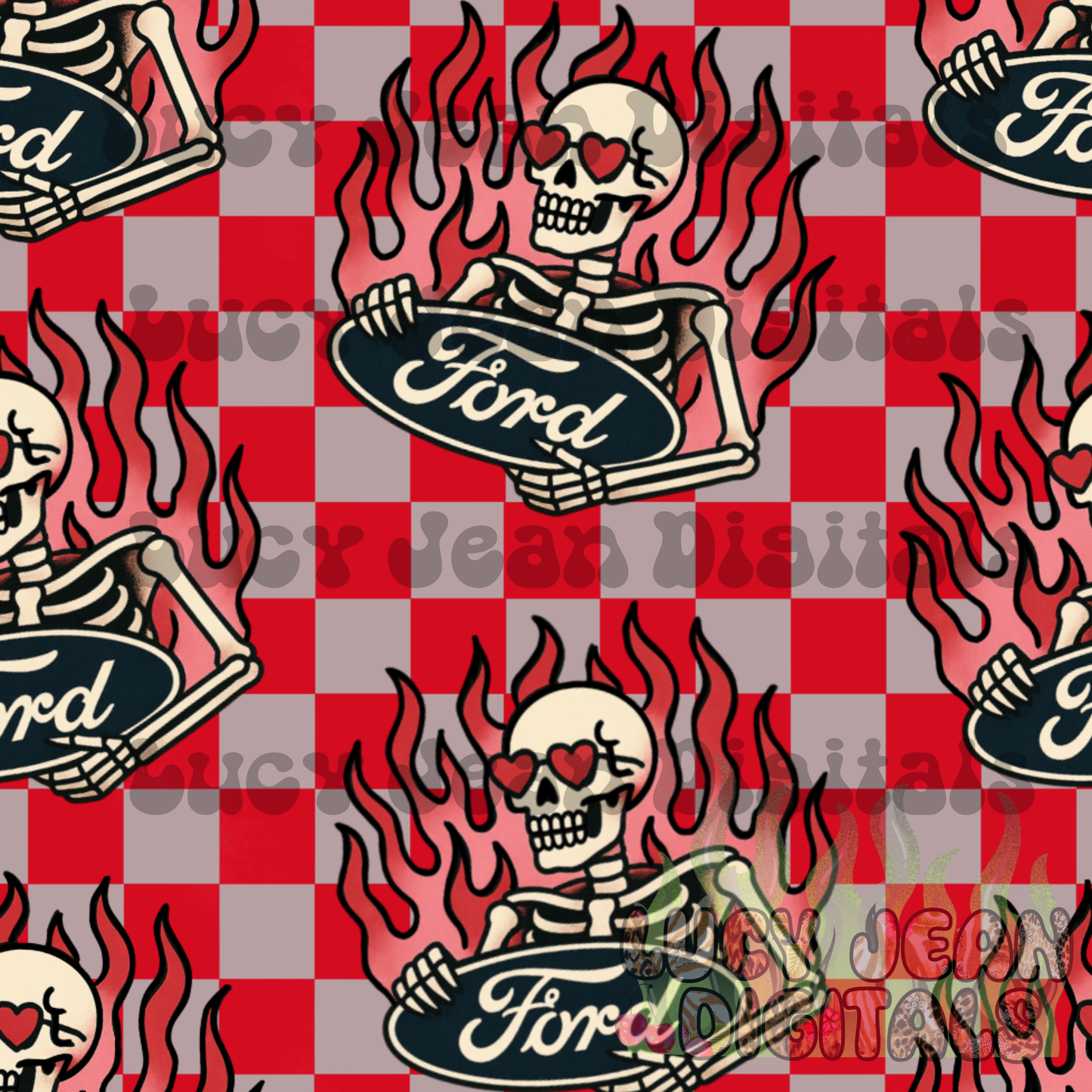 Valentines Day F car/truck skeleton Seamless File
