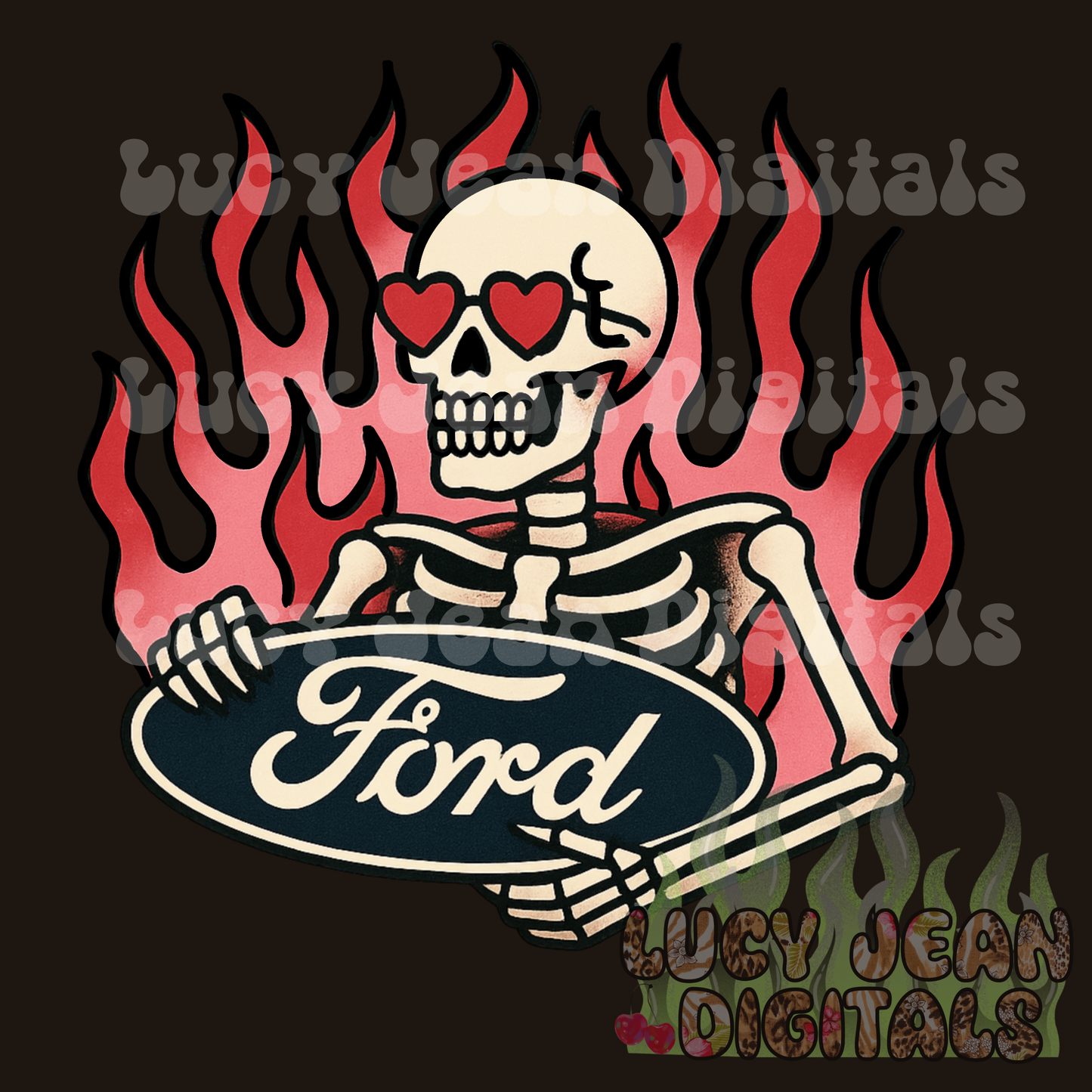Valentines Day F car/truck skeleton PNG