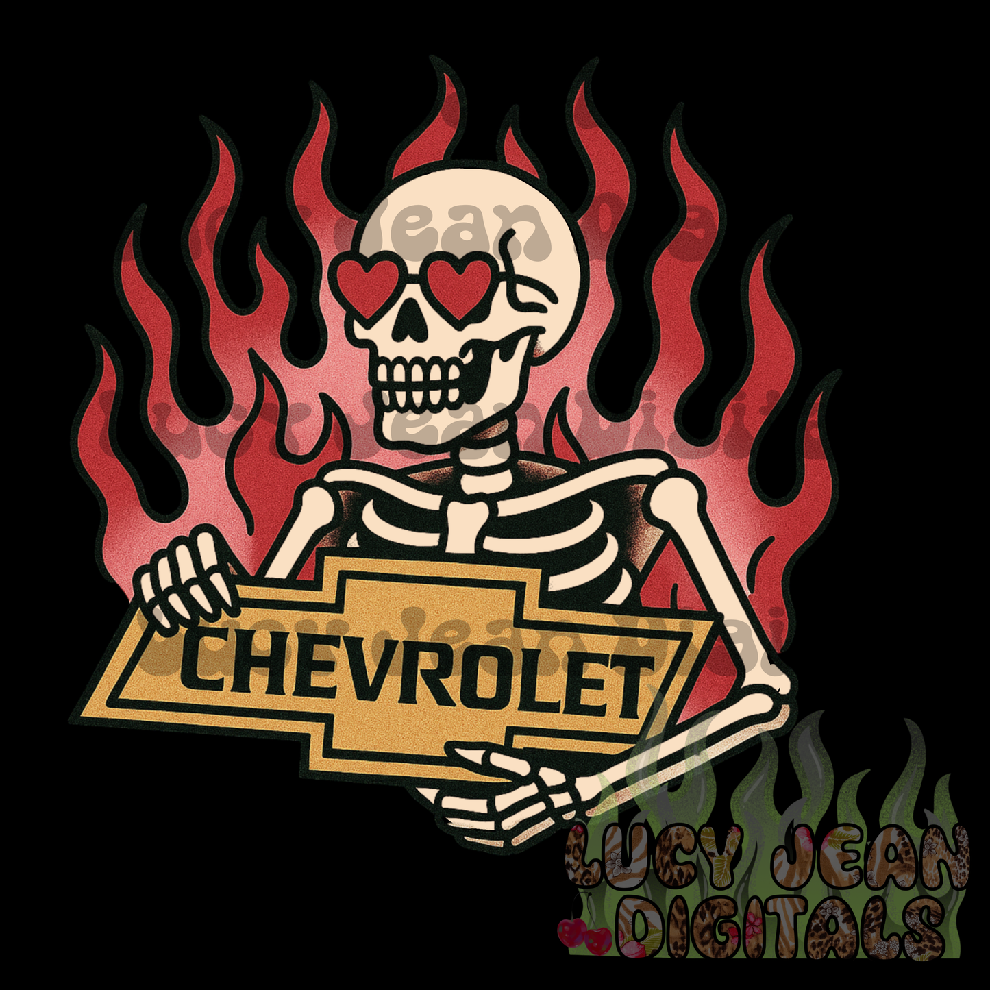 Valentines Day C car/truck skeleton PNG