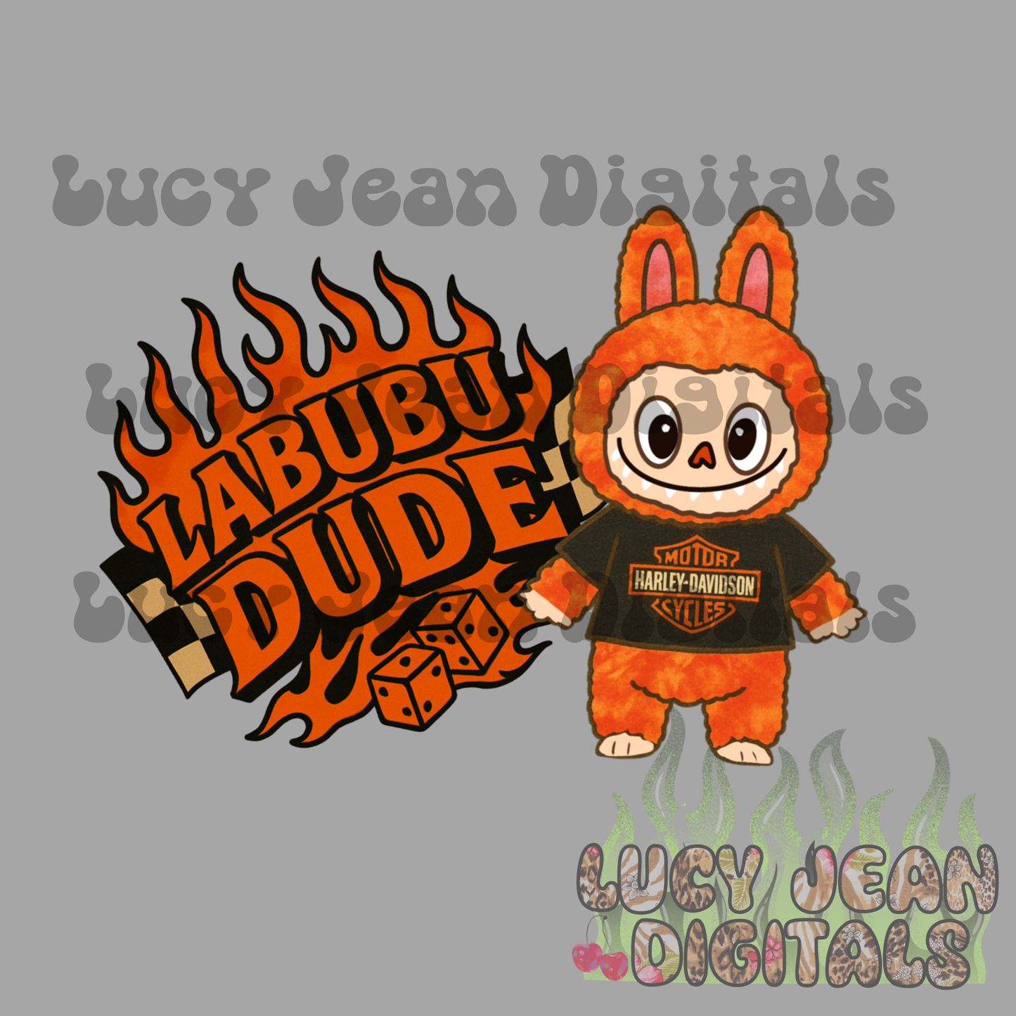HD Motorcycle Labubu Dude PNG
