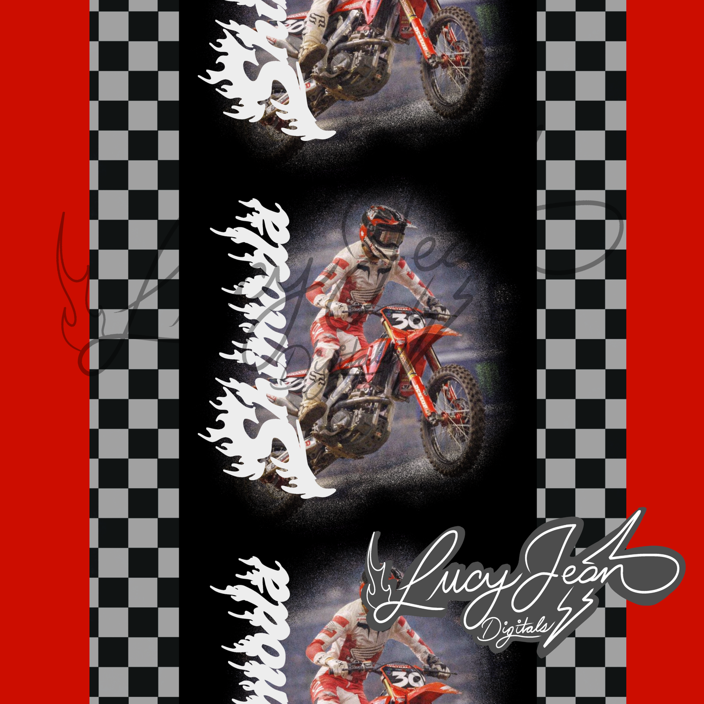 #30 dirt bike rider Seamless file- 2026