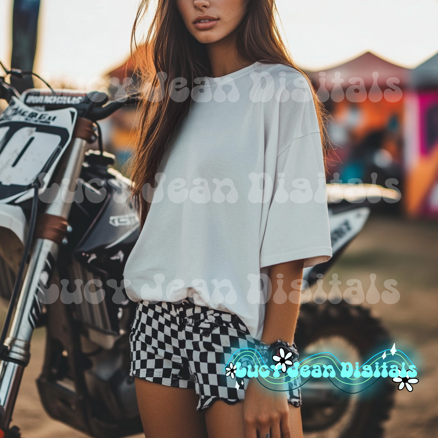 Moto race checkered modeled Mock up