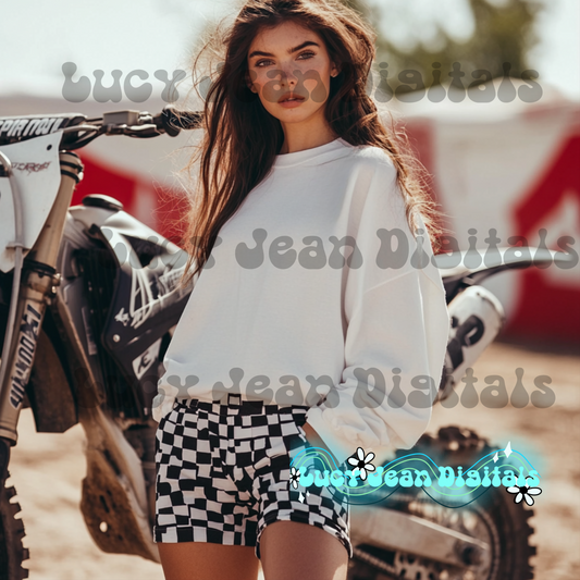 Moto Crew Sweater modeled Mock up