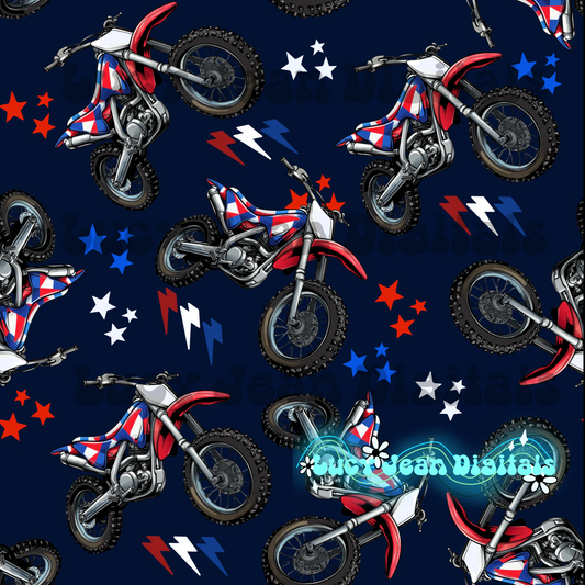 Red white and Blue Moto Dirtbike Seamless file