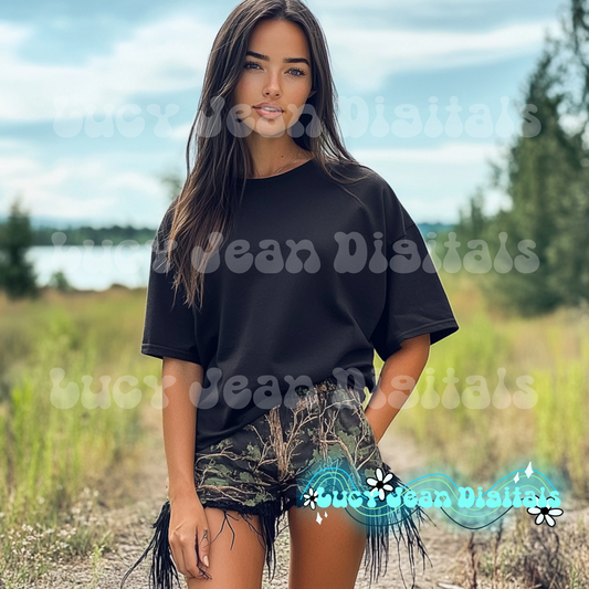 Camo shorts modeled Mock up