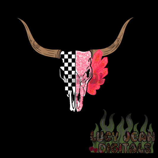 Crystal Valentines Day Cow Skull PNG