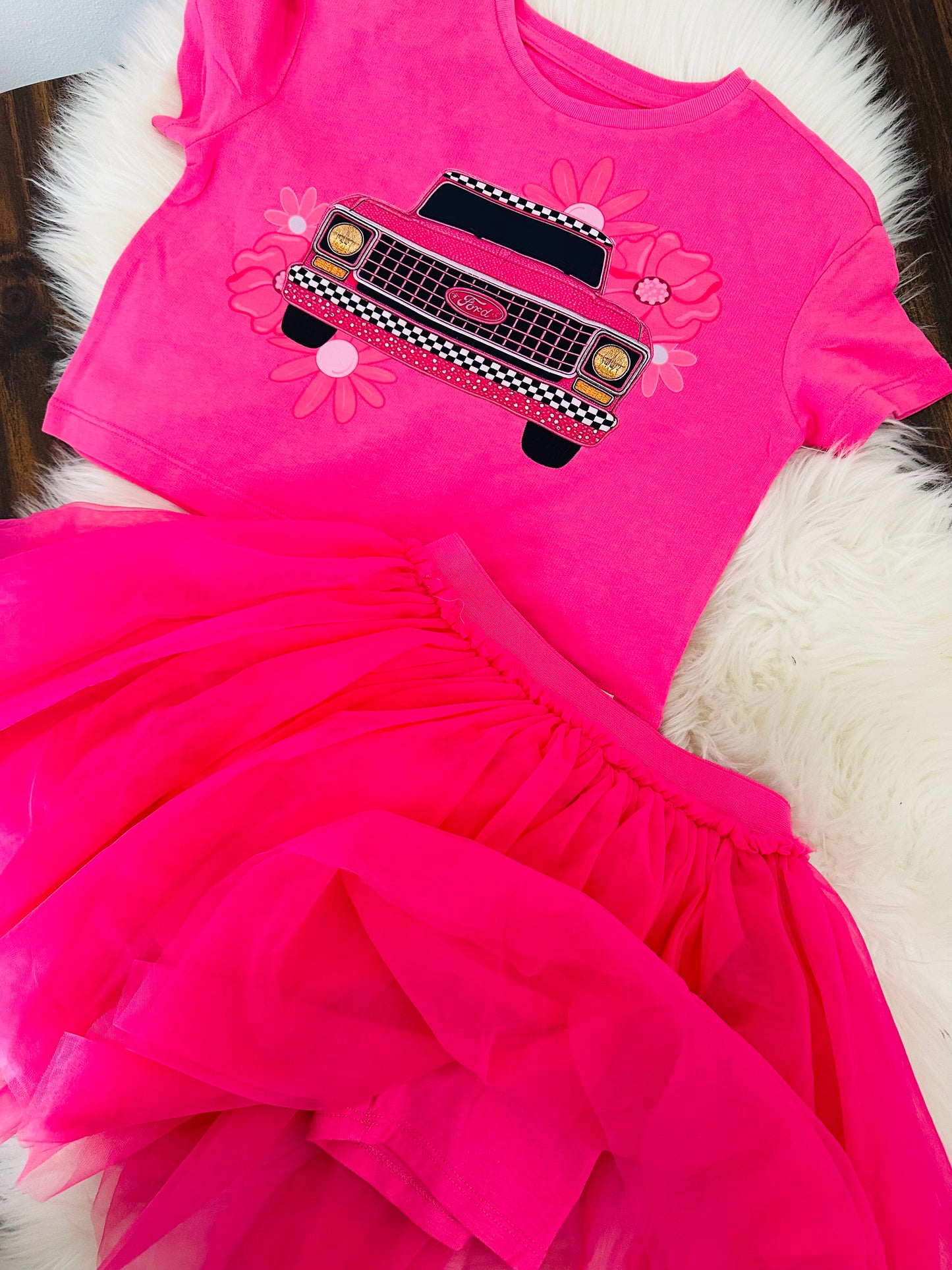 Pink Truck tutu/biker set 5T